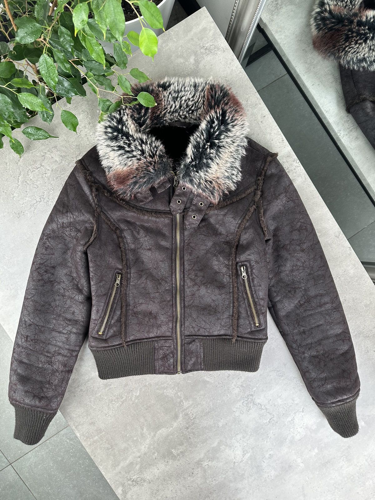 Vintage Faux Sheepskin Coat With Fur