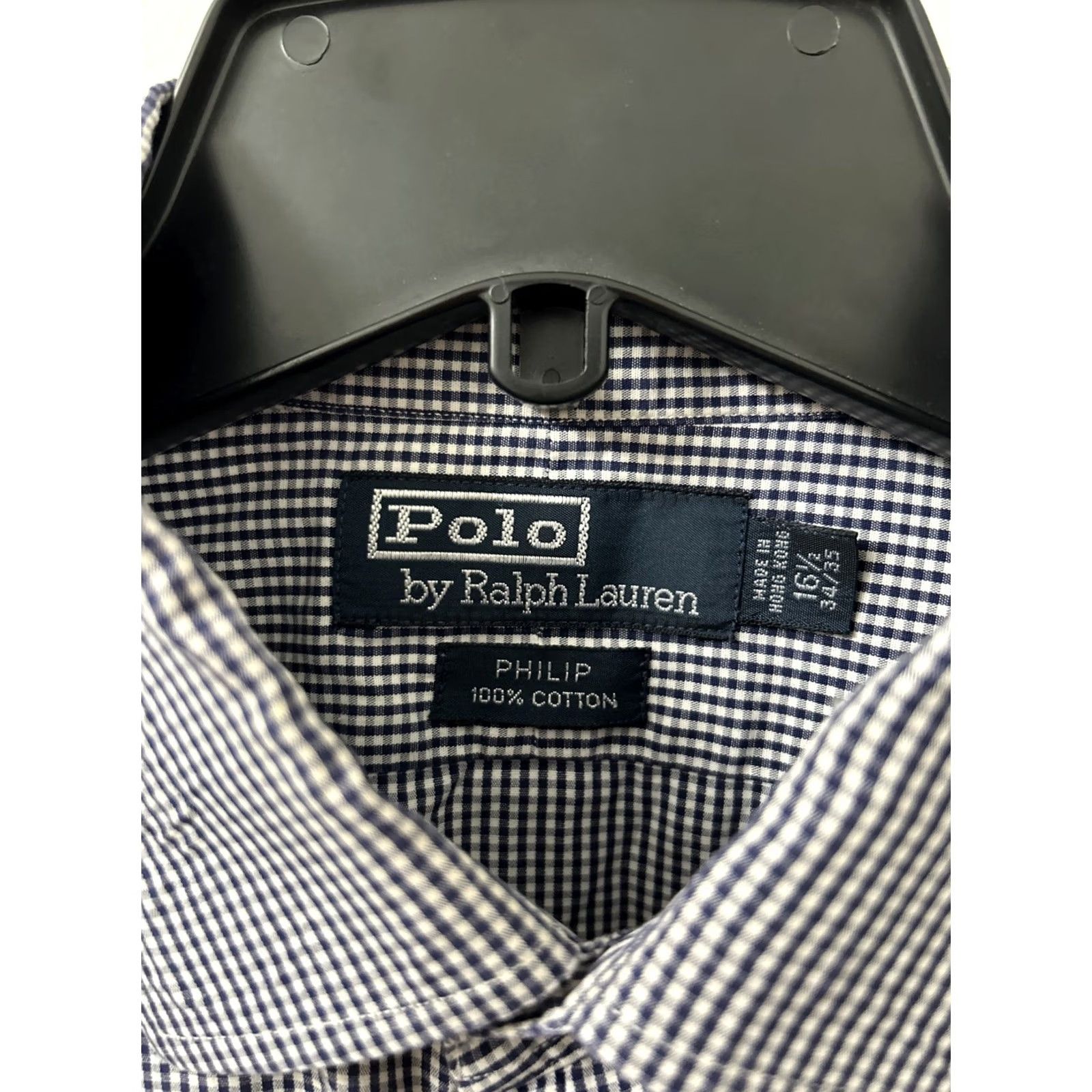 Polo Ralph Lauren VINTAGE Polo Ralph Lauren Philip Shirt Mens 16.5 Blue White Plaid Button Up L/S Dress Shirt Size US XL / EU 56 / 4 - 7 Thumbnail