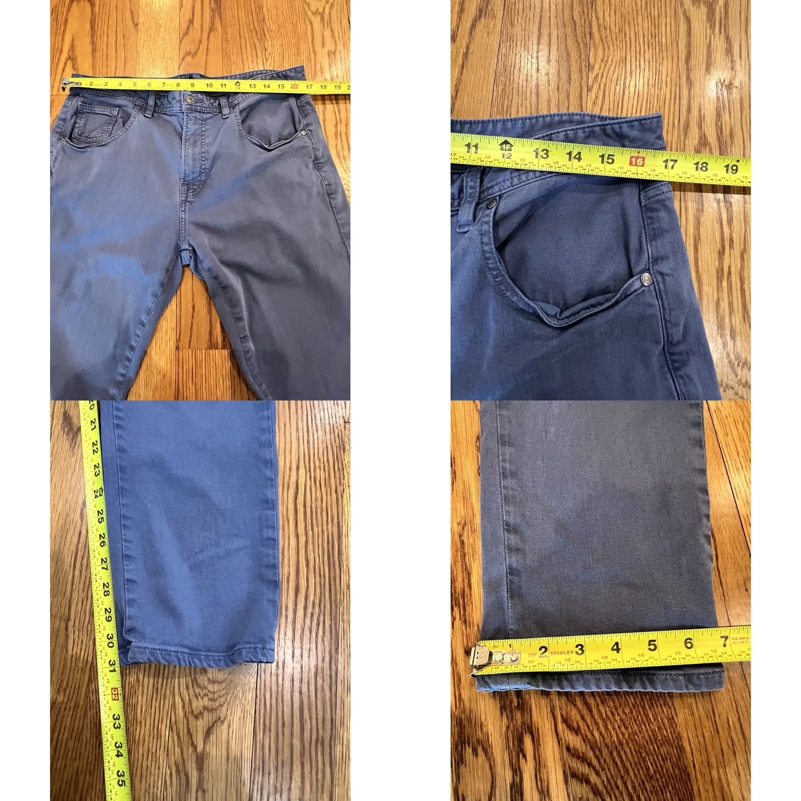 johnnie-O Johnnie O Pants Mens 35x31 Blue 5 Pocket Flat Front Straight Leg Stretch Chino Regular Size US 35 - 8 Thumbnail