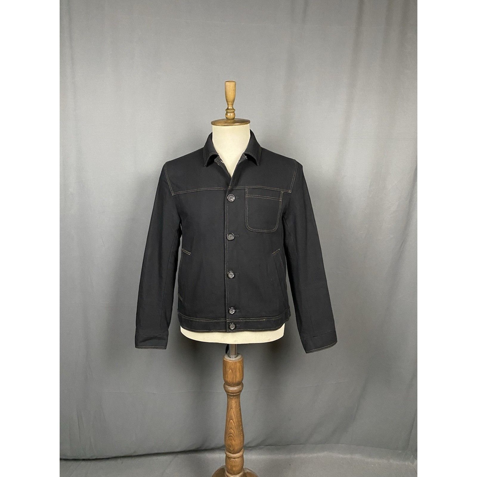 Oliver Spencer MINT! Oliver Spencer Men's Black Denim Collared Bomber Jacke Size US M / EU 48-50 / 2 - 3 Thumbnail