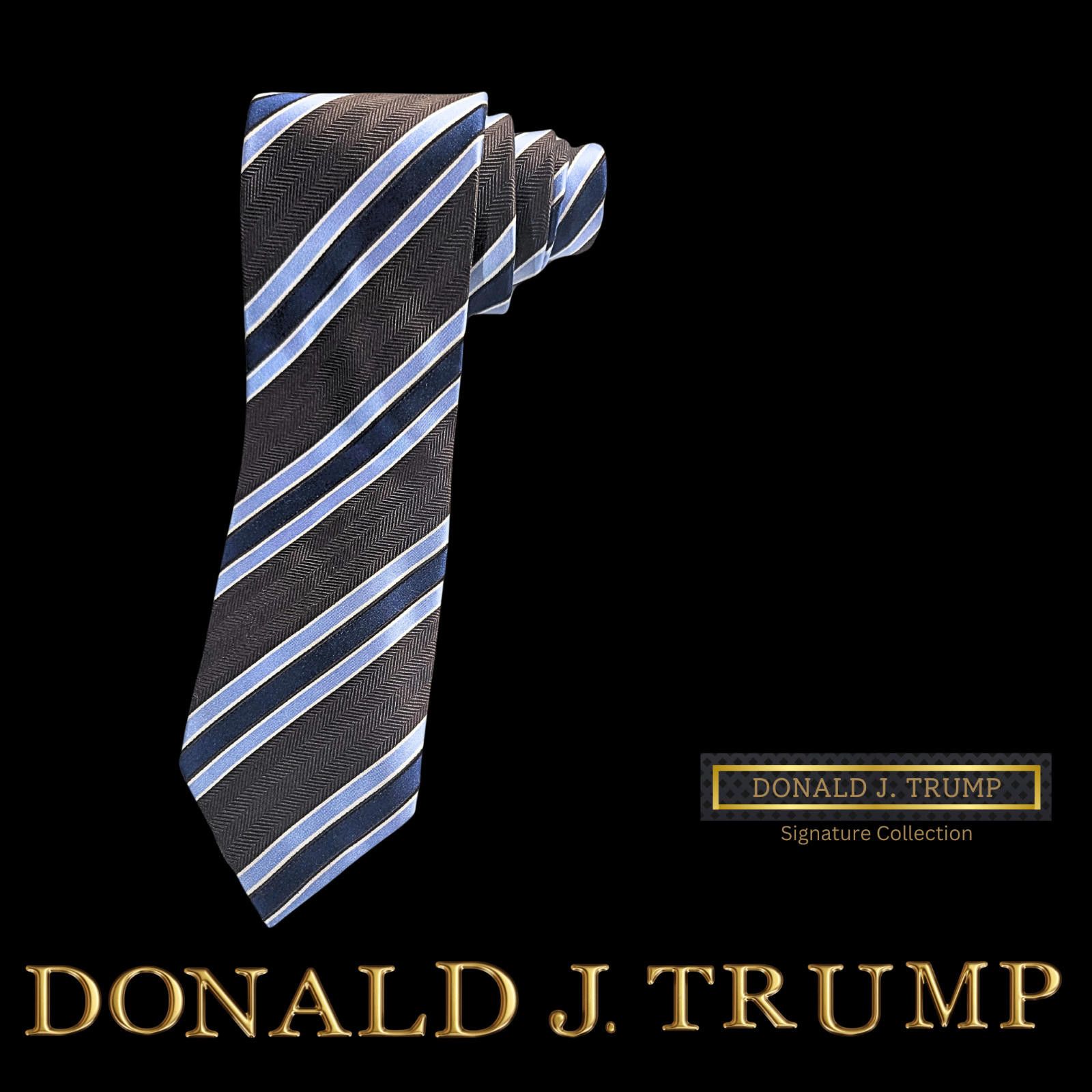 Designer Donald J. Trump Necktie Tie Brown Blue Striped NEW Tie Box Size ONE SIZE - 1 Thumbnail