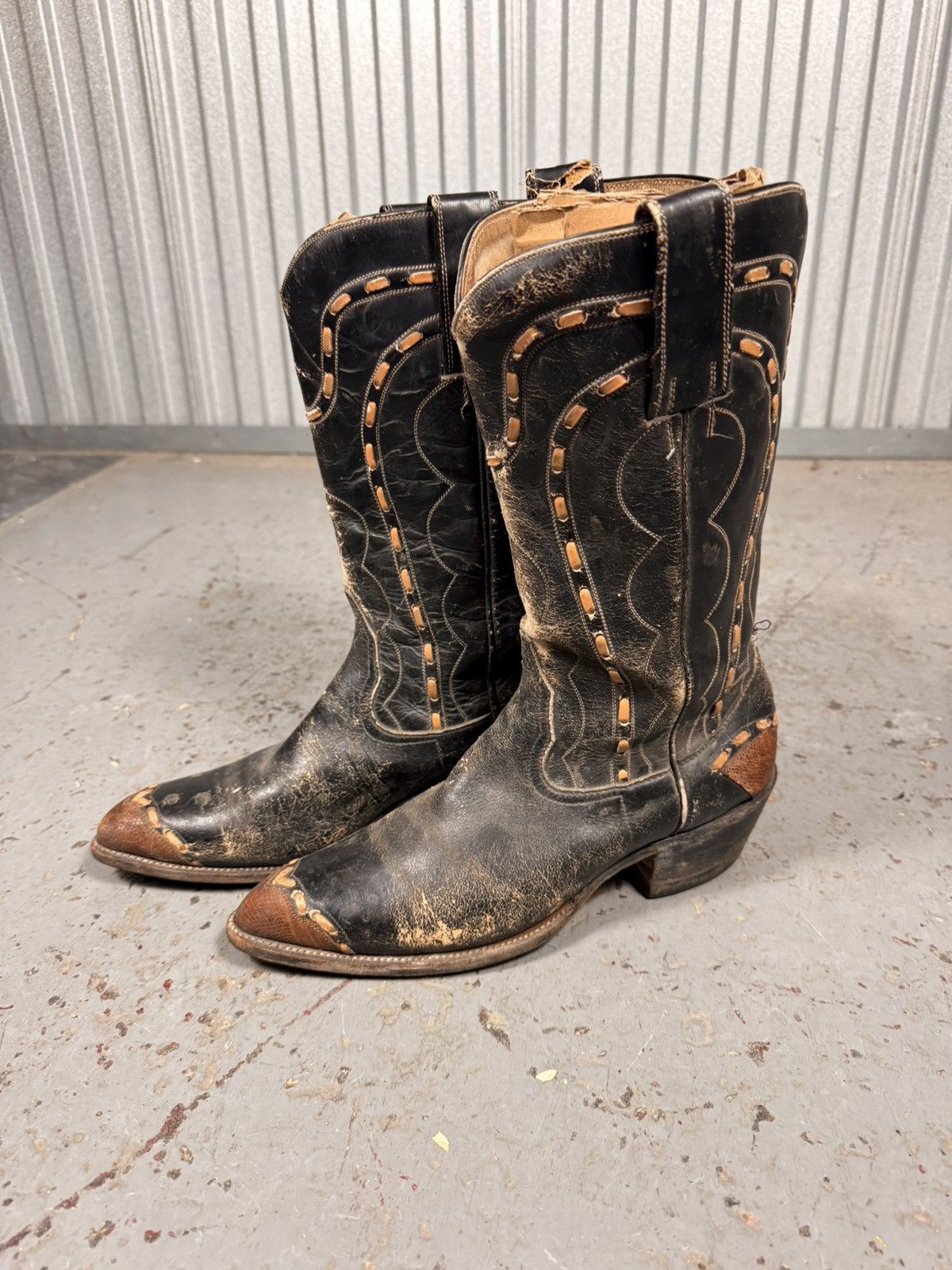 Vaquera 80s Vintage Vaquero Distressed Brown Lizard Toe Cowboy Boots Size US 9 / EU 42 - 8 Thumbnail