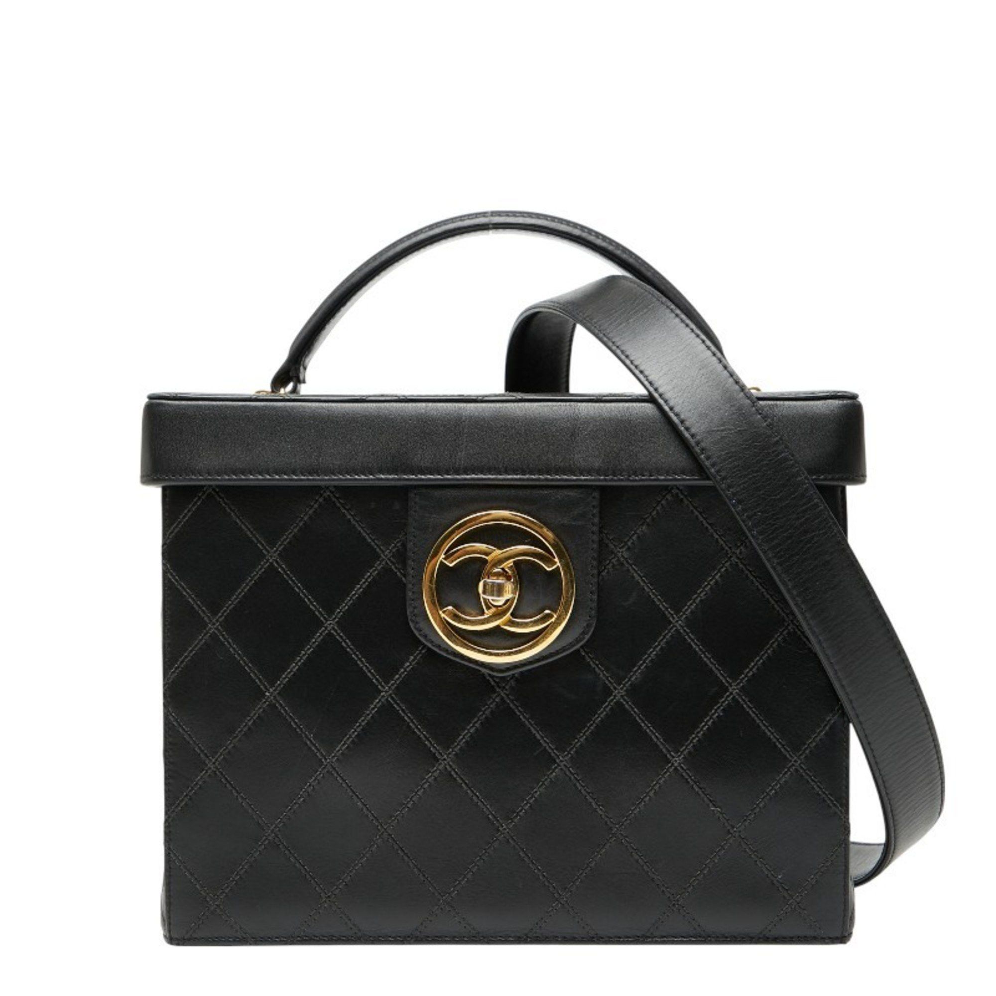 Chanel CHANEL Bicolore Vanity Bag Shoulder 2-Way Black Lambskin Women's Size ONE SIZE - 1 Thumbnail