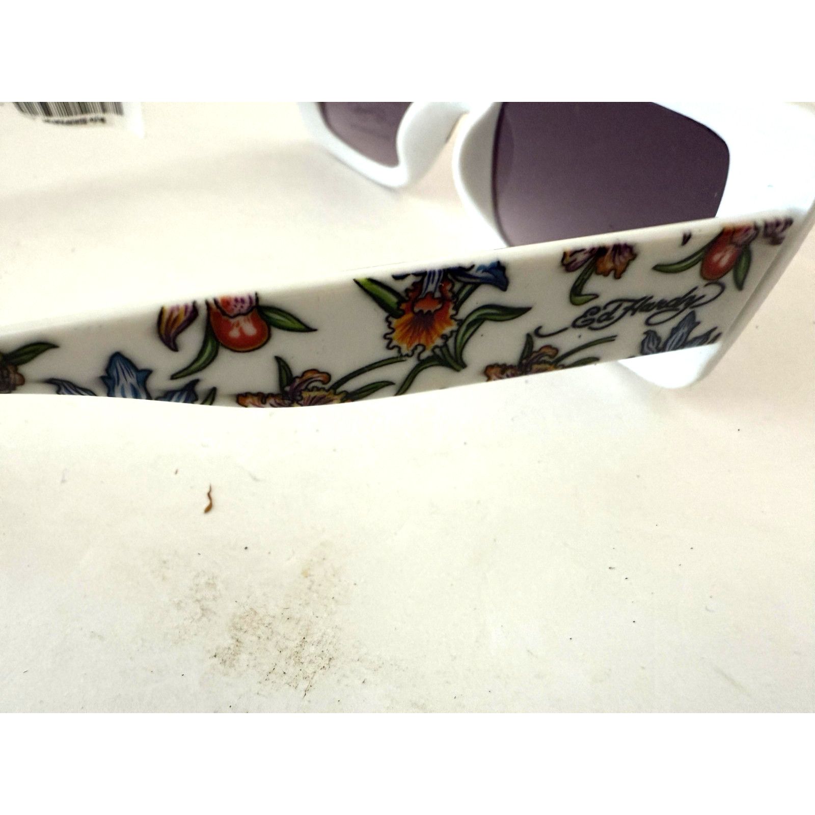 Ed Hardy Ed Hardy Sunglasses Womens White Floral Oversized Rectangle Size ONE SIZE - 5 Thumbnail