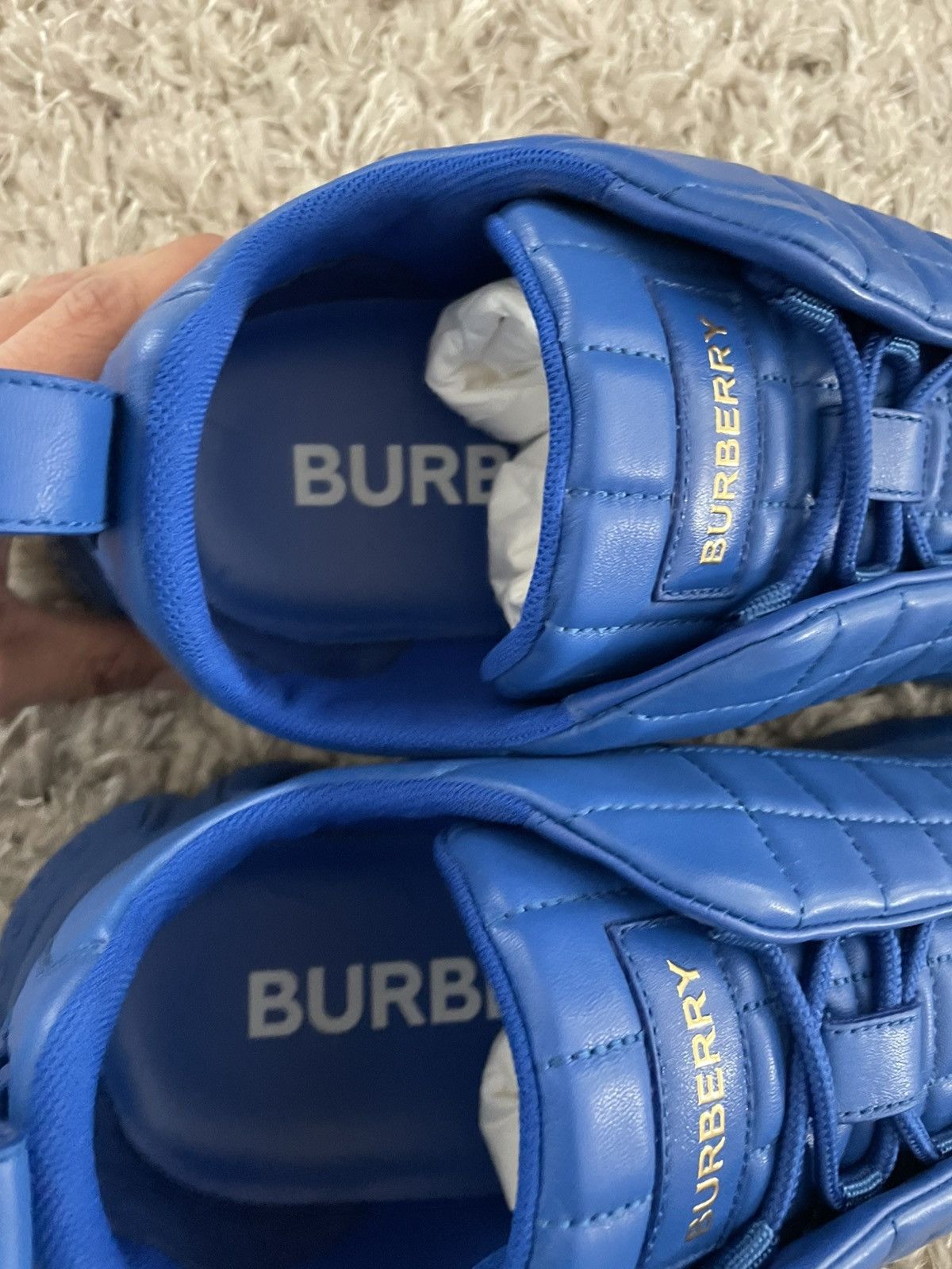 Burberry Burberry Leather Quitted Sneakers Size US 13 / EU 46 - 8 Thumbnail