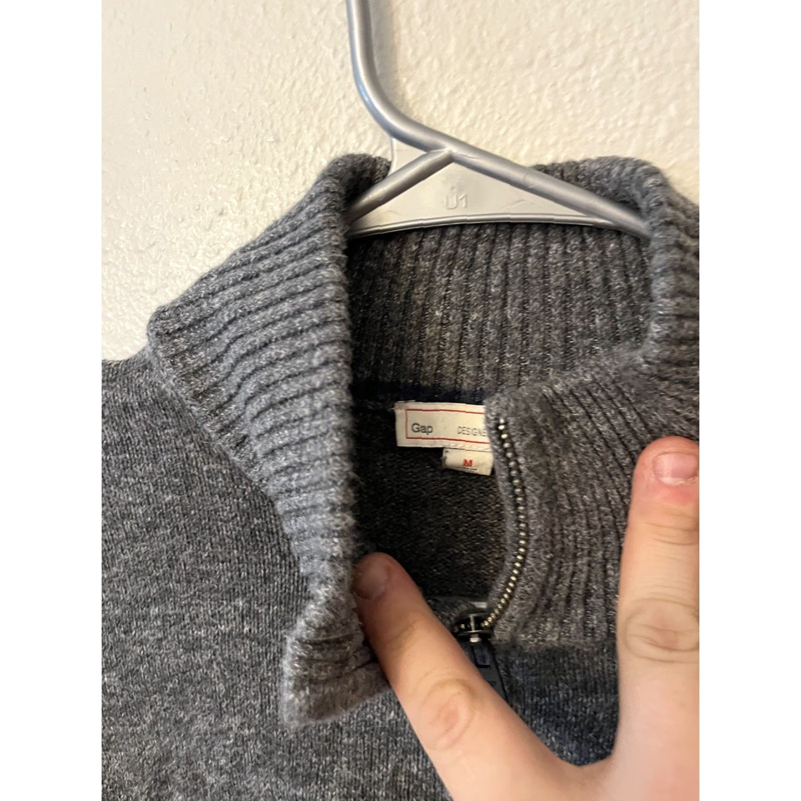 Gap VINTAGE Gap Sweater Mens Design & Crafted 1/4 Zip Cotton Long Sleeve Gray Size US M / EU 48-50 / 2 - 2 Thumbnail
