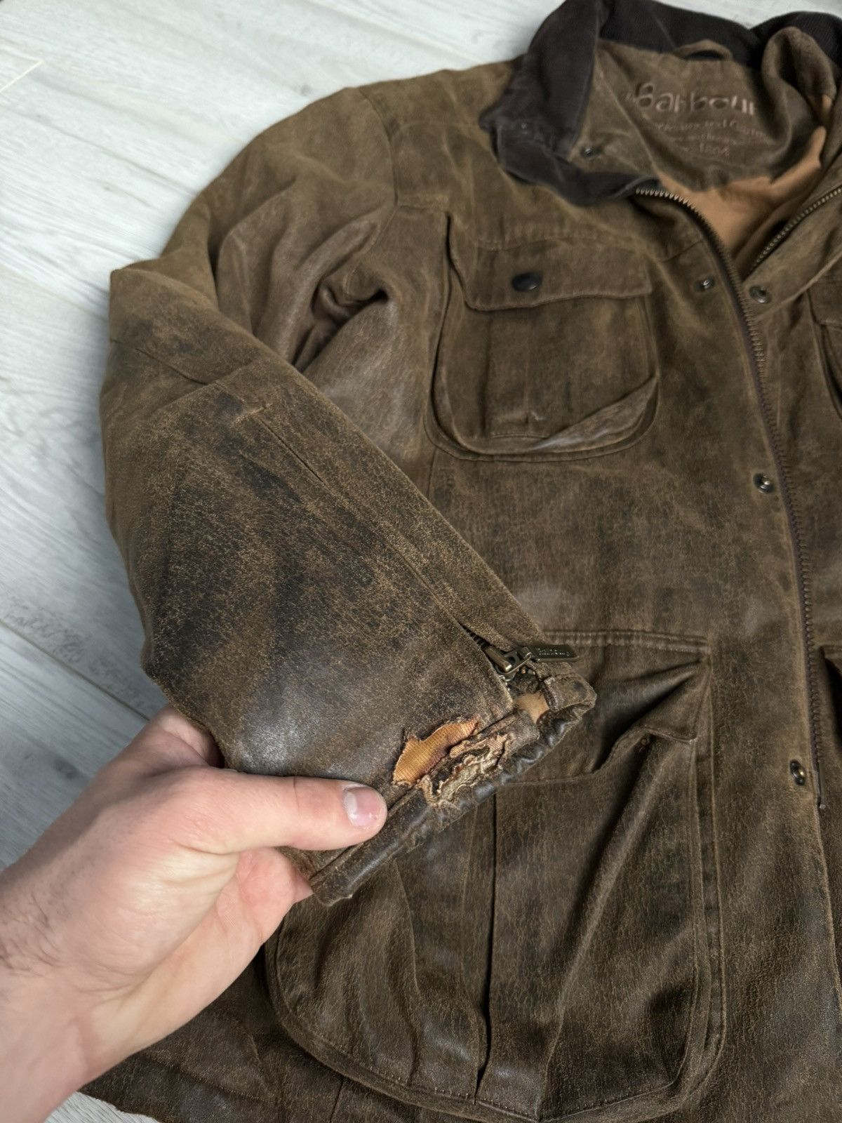 Barbour × Genuine Leather Vintage Barbour Leather Jacket Size US L / EU 52-54 / 3 - 4 Thumbnail