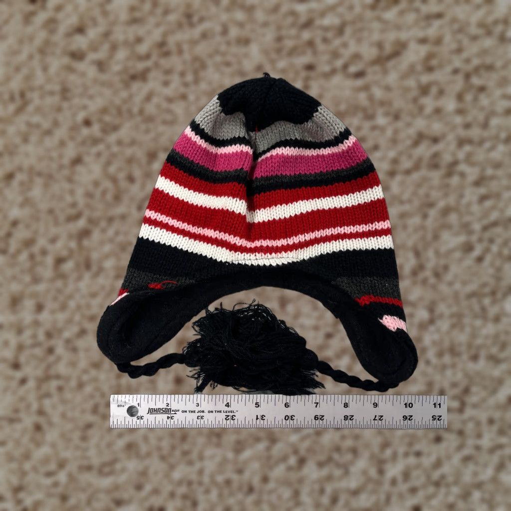 Pinko Accessory Network Beanie Toque Adult OS Red Pink Striped Ear Flaps Acrylic Poly Size ONE SIZE - 1 Thumbnail