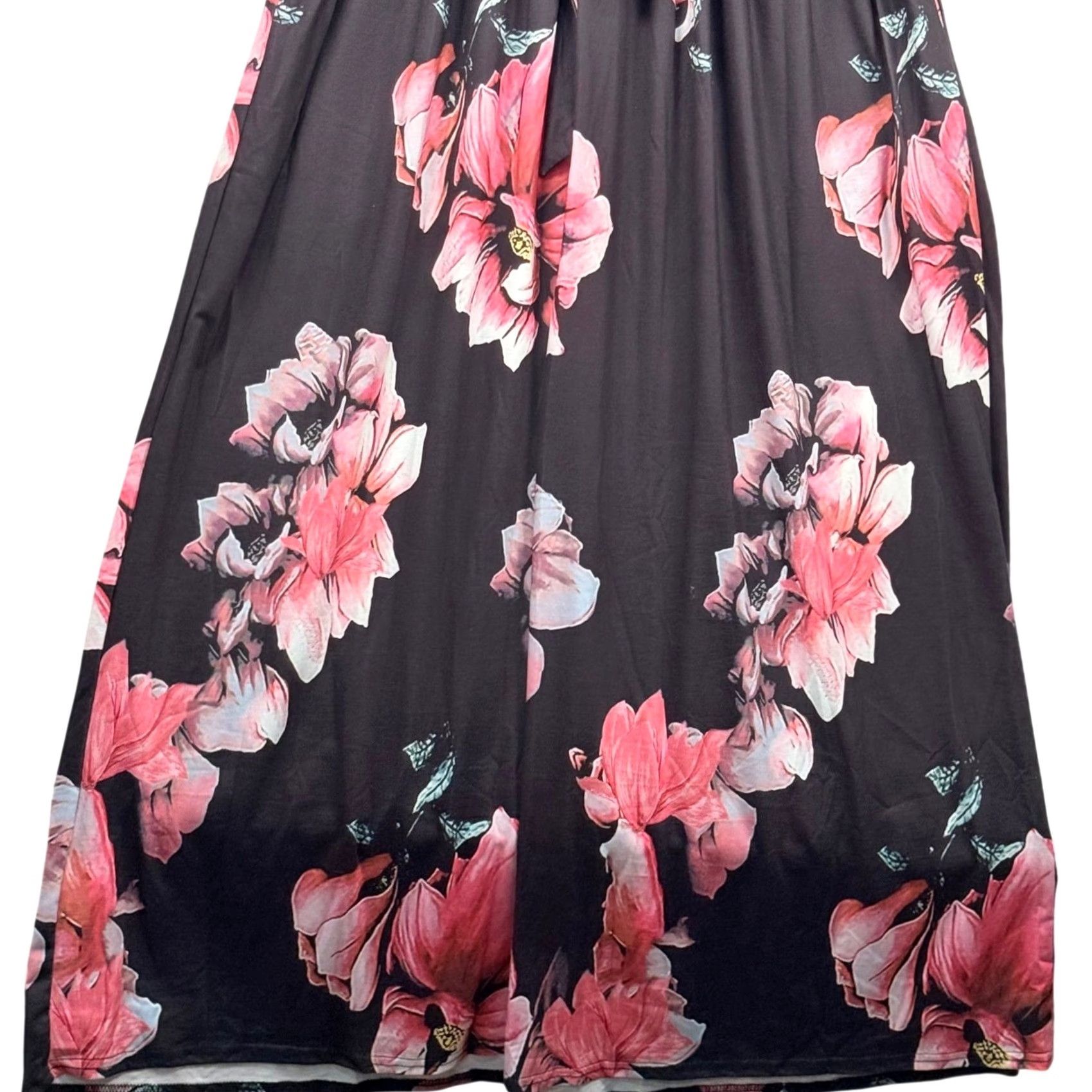 Vintage VINTAGE Pinup Fashion Maxi Dress Floral Wrap V-Neck 3/4 Sleeve NWT Black Pink 14W Womens Boho Church Party/Cocktail Wedding Guest Size XL / US 12-14 / IT 48-50 - 6 Thumbnail