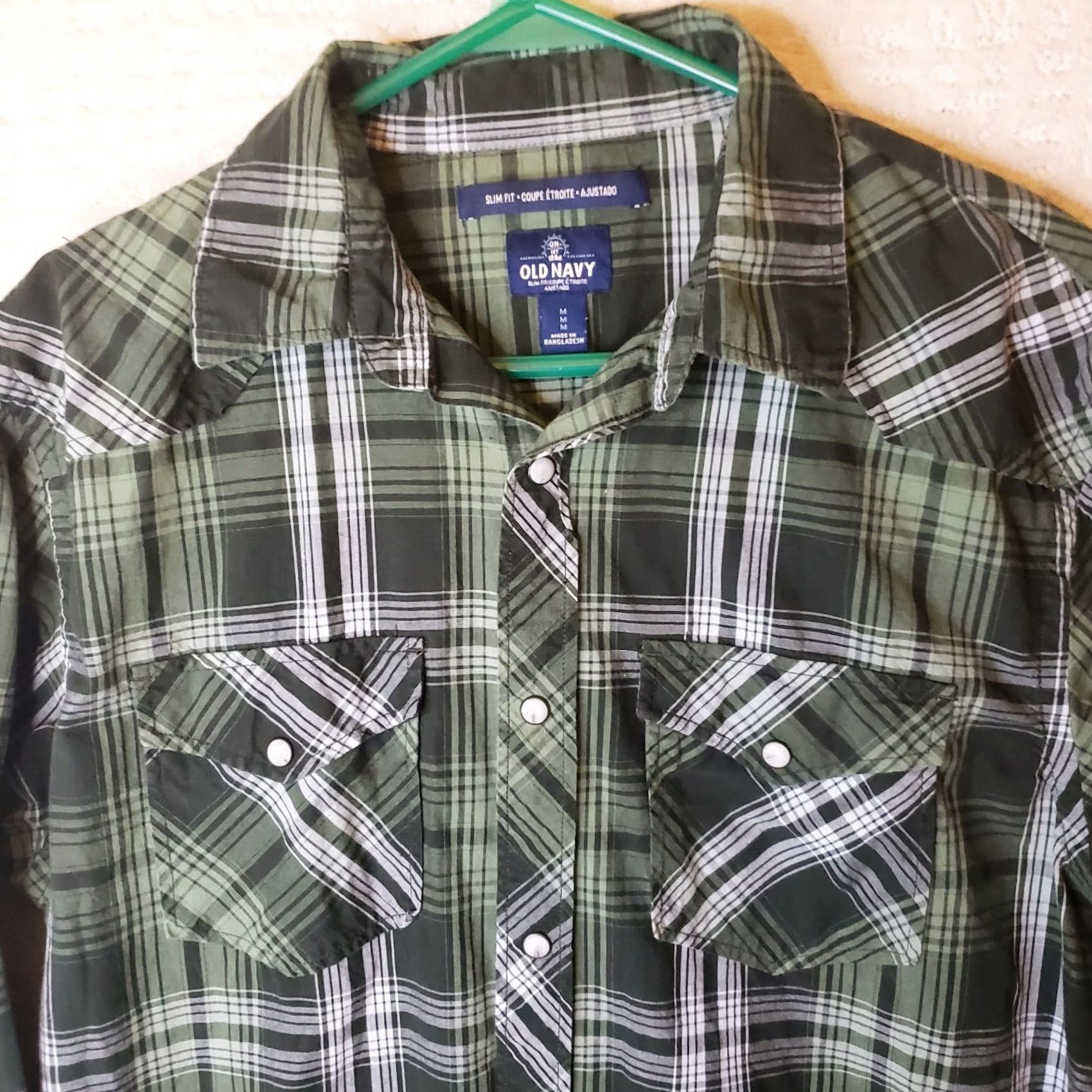Old Navy Old Navy Button-Up Shirt Men's Slim Fit Green Plaid Pearl Snap Long Sleeve Size M Size US M / EU 48-50 / 2 - 3 Thumbnail