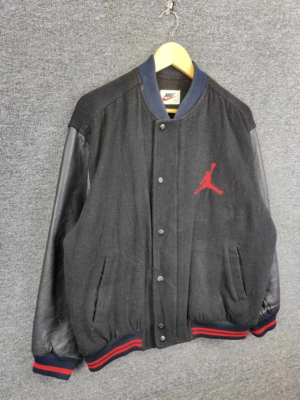 Nike Nice❗ Vintage Nike Air Jordan Wool Varsity Leather Jacket Size US XL / EU 56 / 4 - 6 Thumbnail