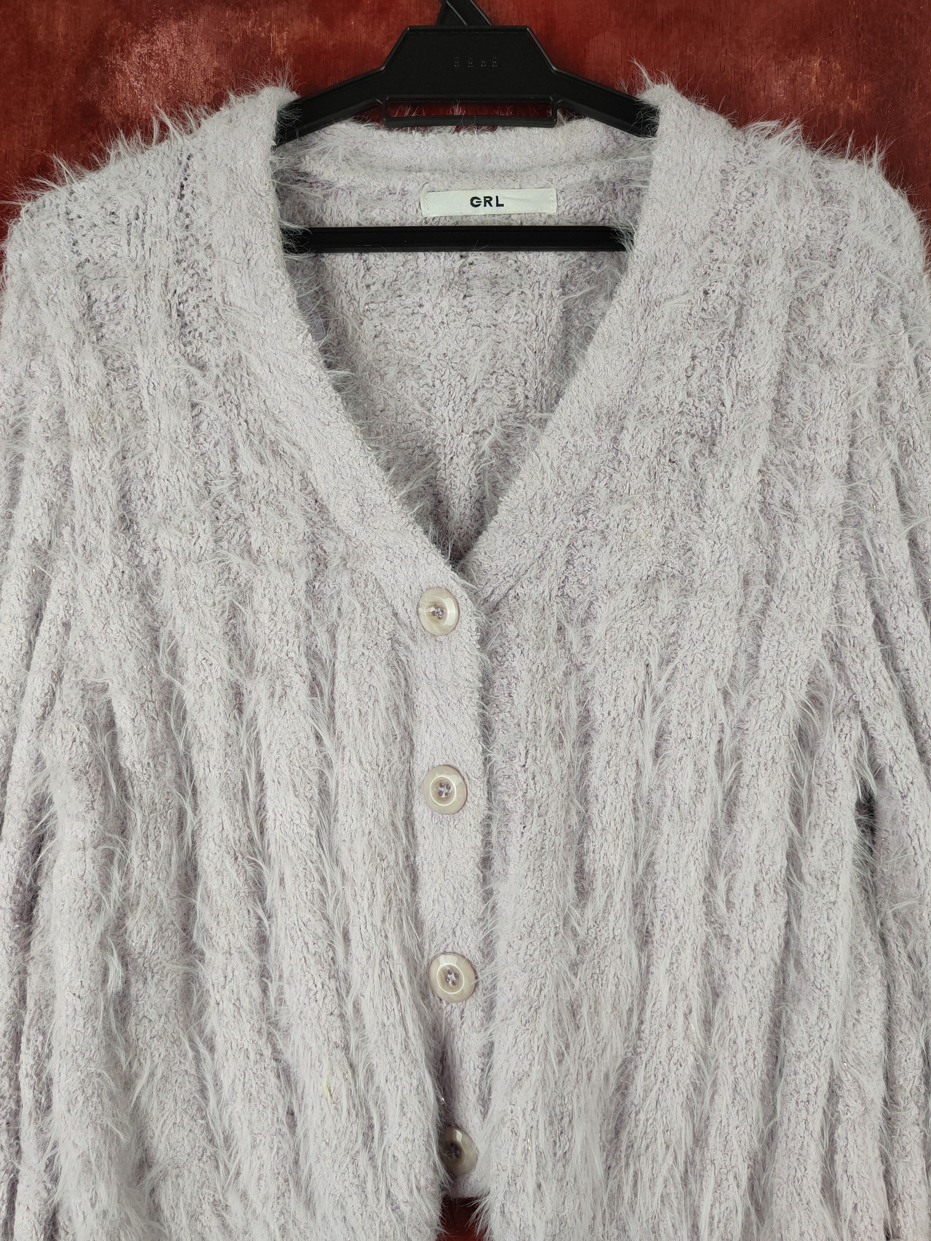 Vintage Artists GRL Light Purple Fur Mohair Knitwear Cardigan Size M / US 6-8 / IT 42-44 - 2 Thumbnail