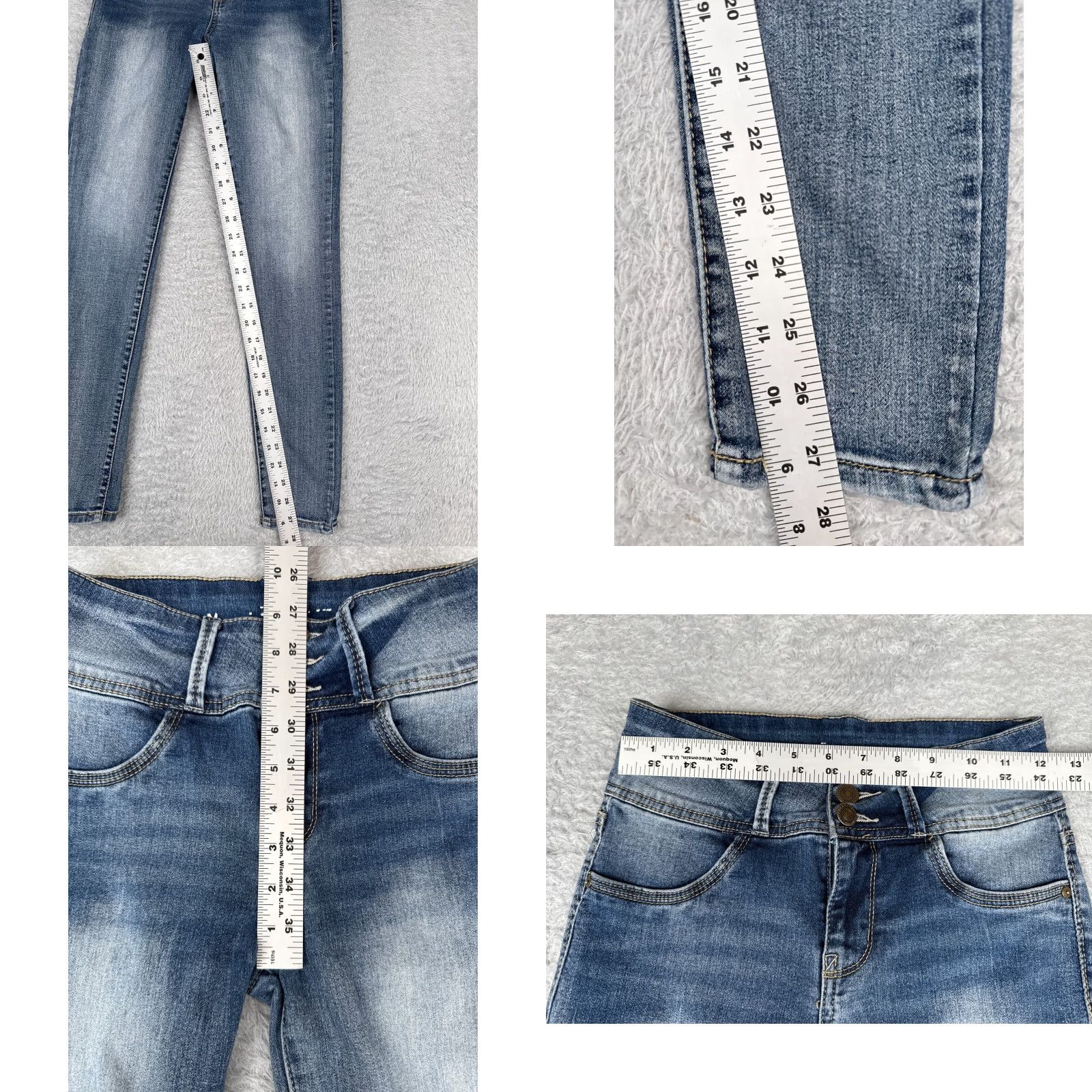 Vintage Wallflower Jeans Womens Skinny Jeans 5 Regular Fit Blue Denim Distressed Mid Rise Cotton Spandex Casual Size 27" / US 4 / IT 40 - 8 Thumbnail
