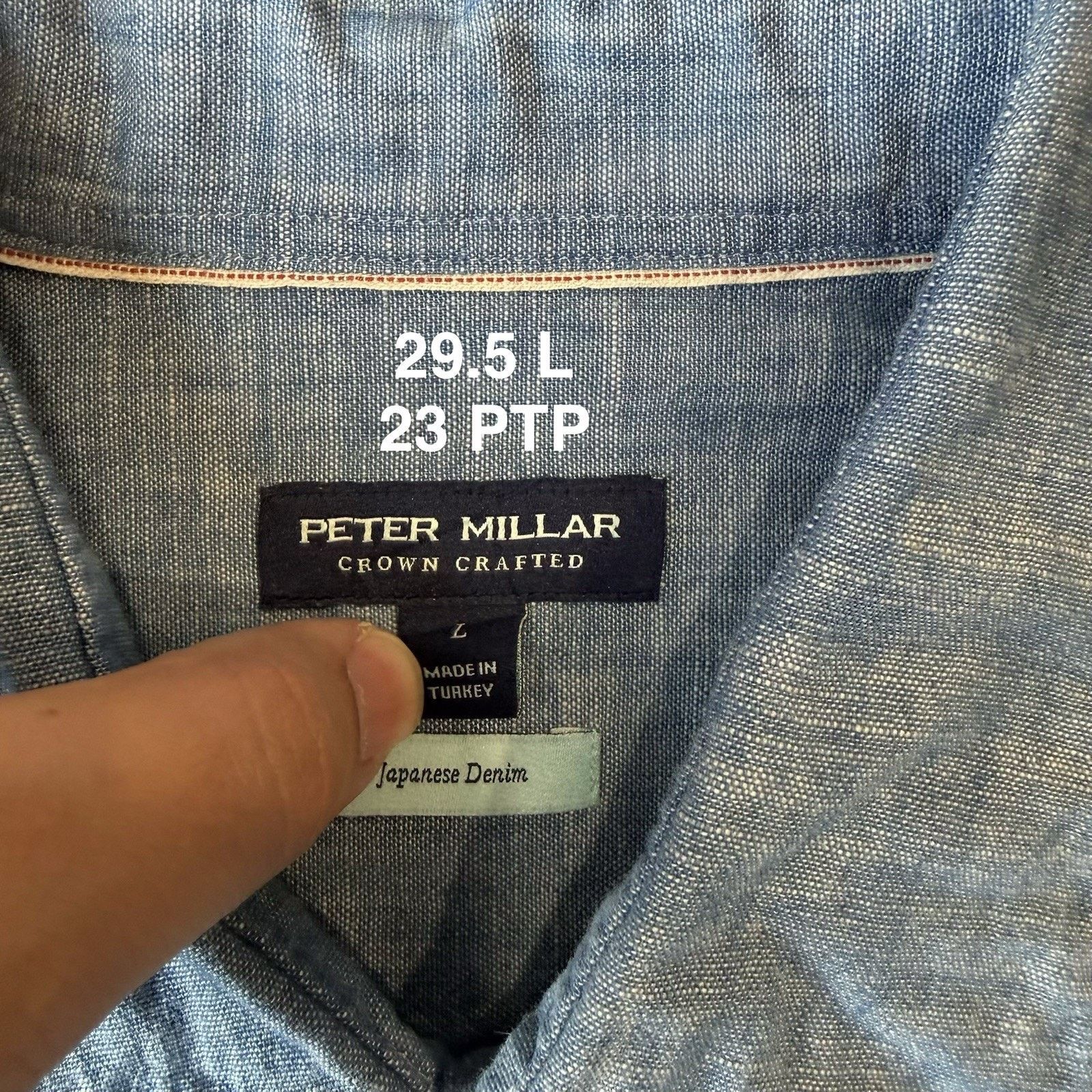 Peter Millar Peter Millar Chambray Shirt Large Blue Lightweight Button Up Size US L / EU 52-54 / 3 - 7 Thumbnail