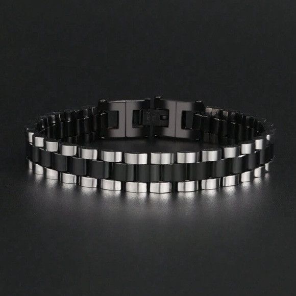Other Men Fashionable Business Style Stainless Steel Bracelet Size ONE SIZE - 3 Thumbnail