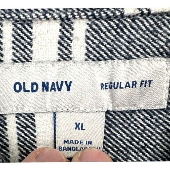 Old Navy Old Navy Shirt Adult XL Blue Balanced Stripes Regular Fit Flannel Button Up Mens Size US XL / EU 56 / 4 - 4 Thumbnail