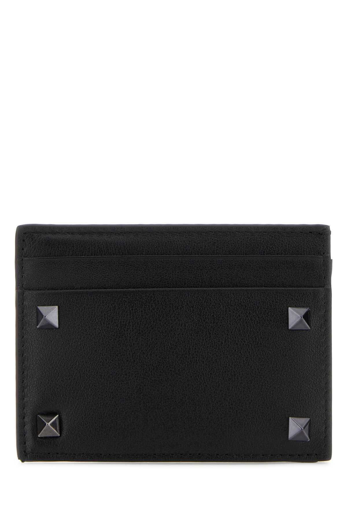 Valentino Black Leather Rockstud Card Holder Size ONE SIZE - 1 Thumbnail