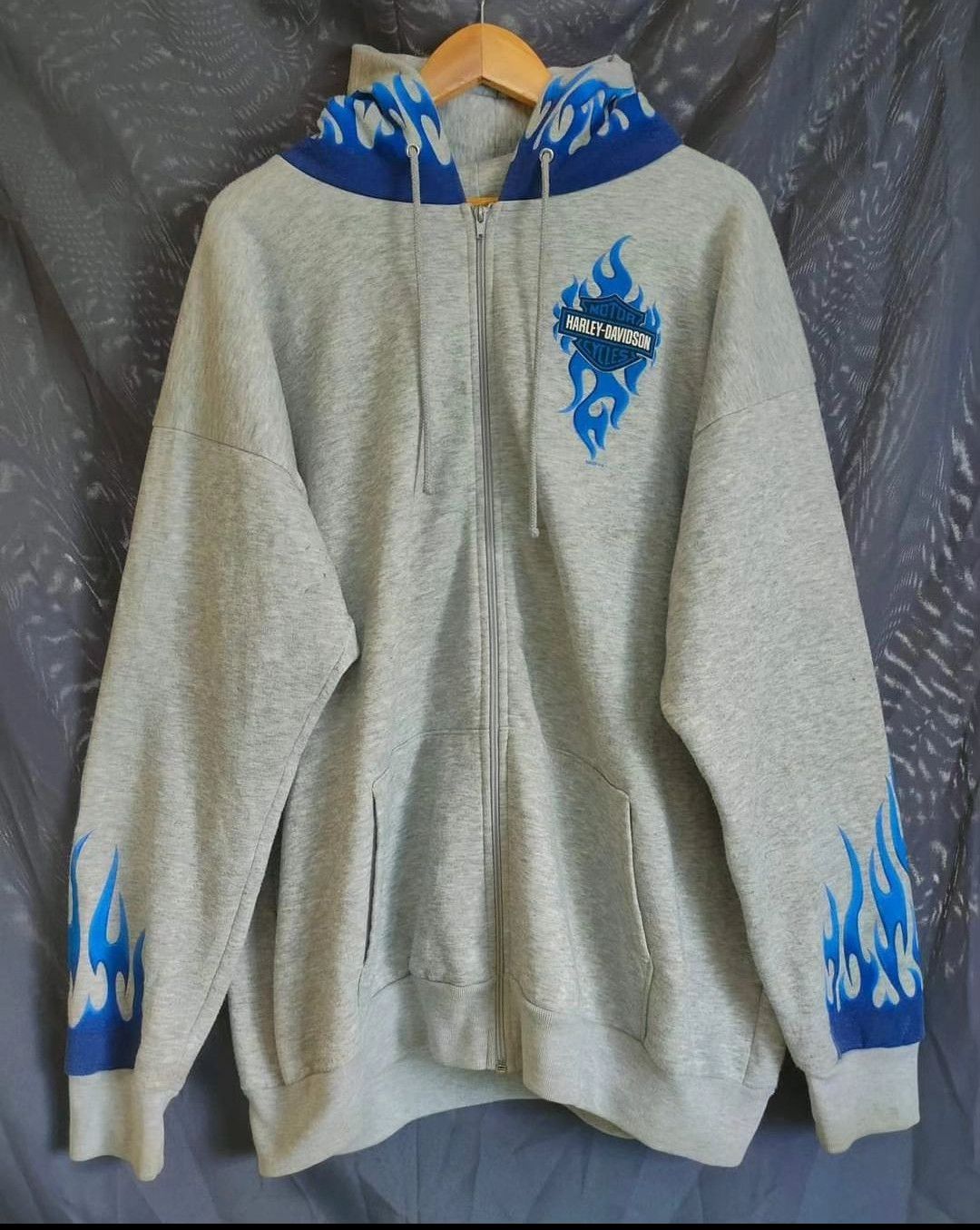 image of Harley Davison Harley Davidson 2005 Blue Flame in Gray Blue, Men's (Size 2XL)