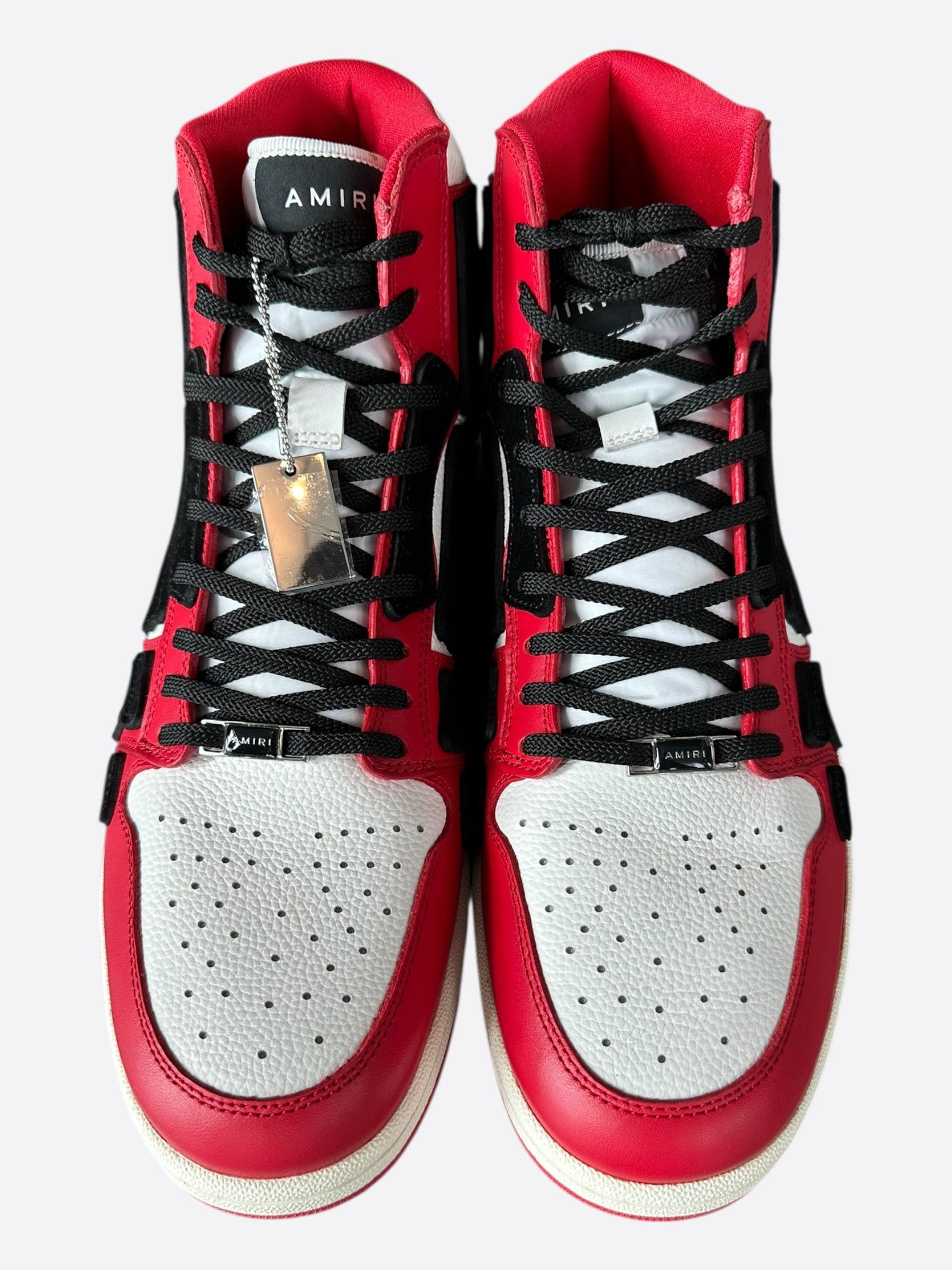 Amiri Amiri Red White & Black Skeleton High Top Sneakers Size US 13 / EU 46 - 2 Thumbnail