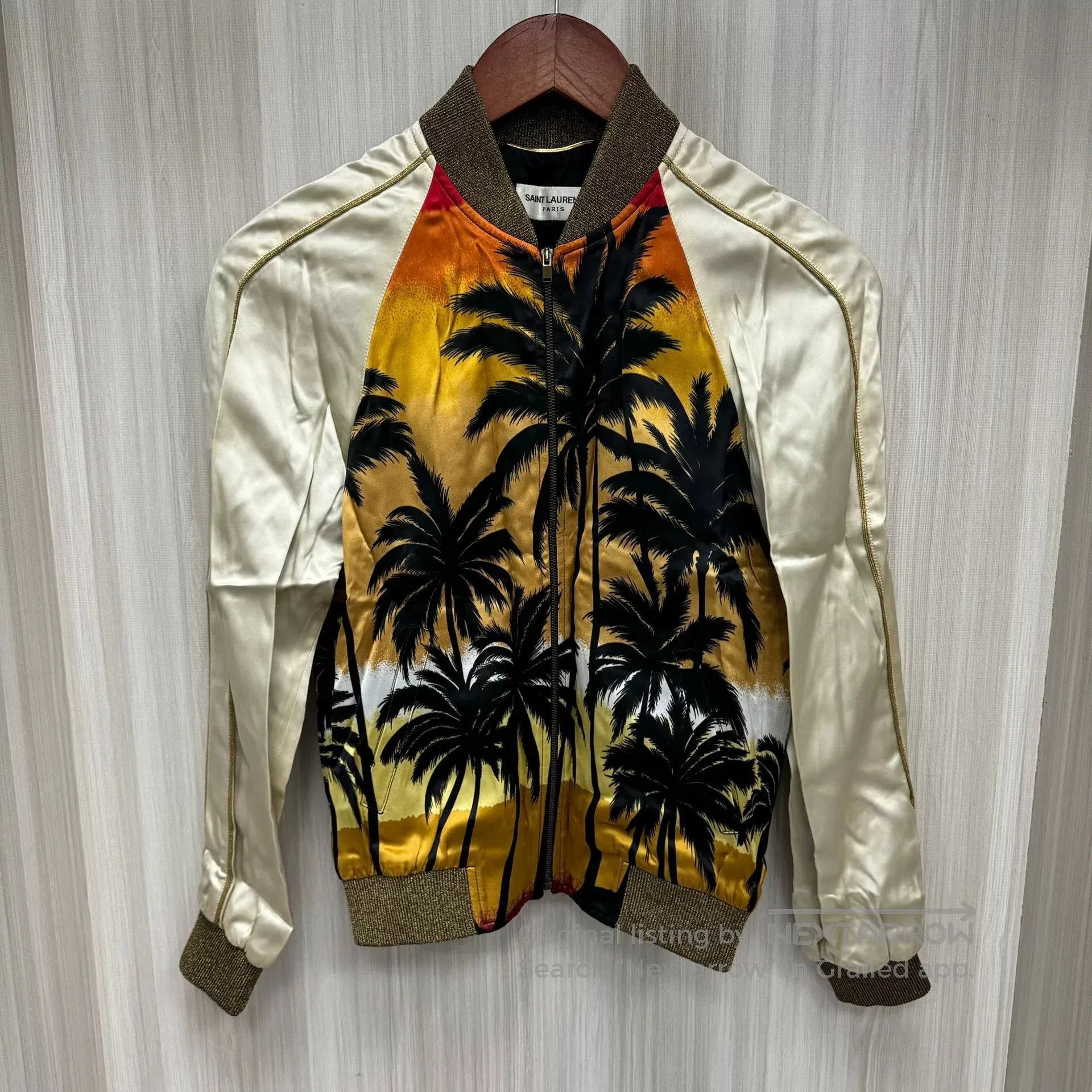 Saint Laurent Paris Saint Laurent Satin Palm Tree Bomber Jacket. Size XS / US 0-2 / IT 36-38 - 1 Thumbnail