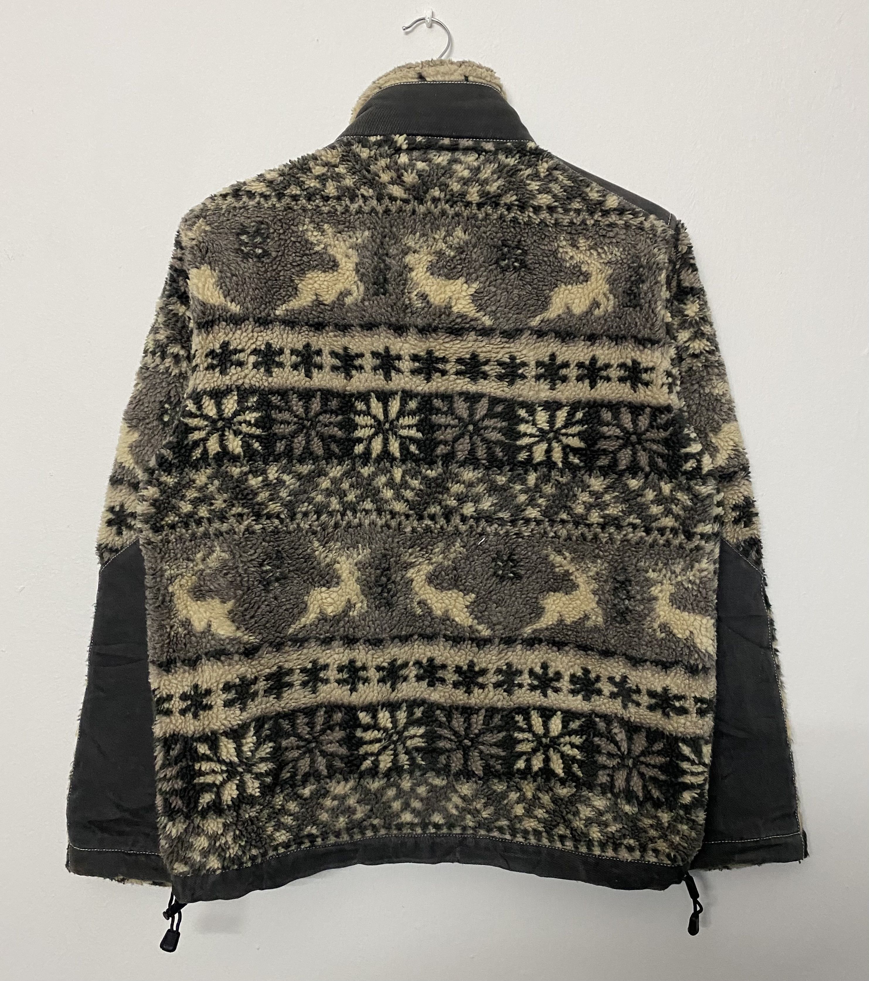 Manastash Vtg Manastash Deep Pile Sherpa Fleece Nordic Reindeer Jacket Size US M / EU 48-50 / 2 - 2 Thumbnail