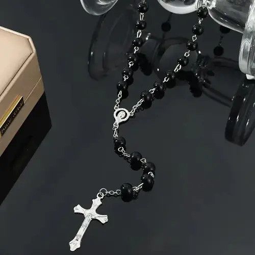 VIBE Imitation Vintage Pearl Rosary Beads Cross Pendant Jewelry Size ONE SIZE - 2 Thumbnail