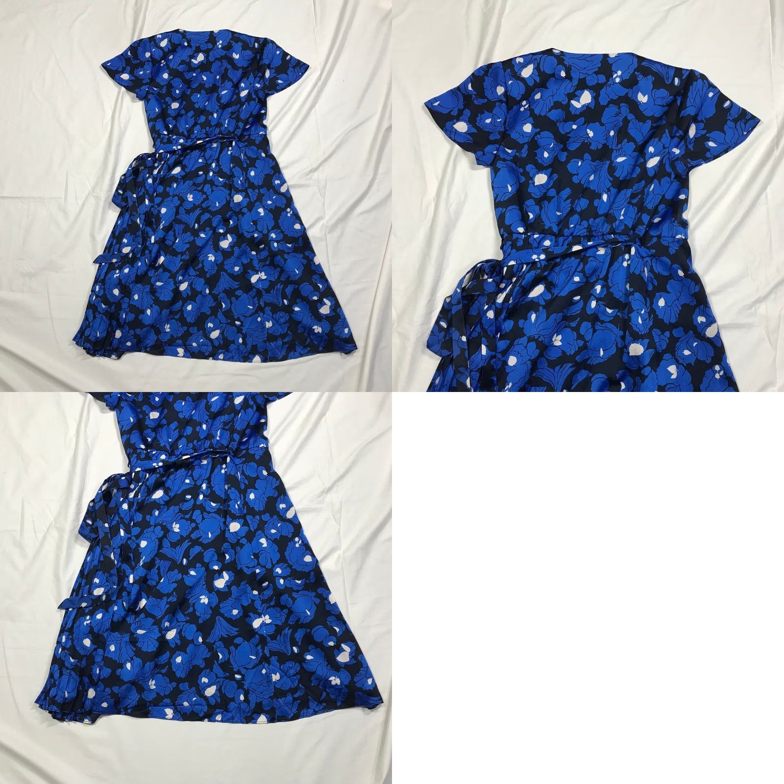 Banana Republic Banana Republic Wrap Dress S Blue Floral V-Neck Pleated Short Sleeve Women Size 28" / US 6 / IT 42 - 8 Thumbnail