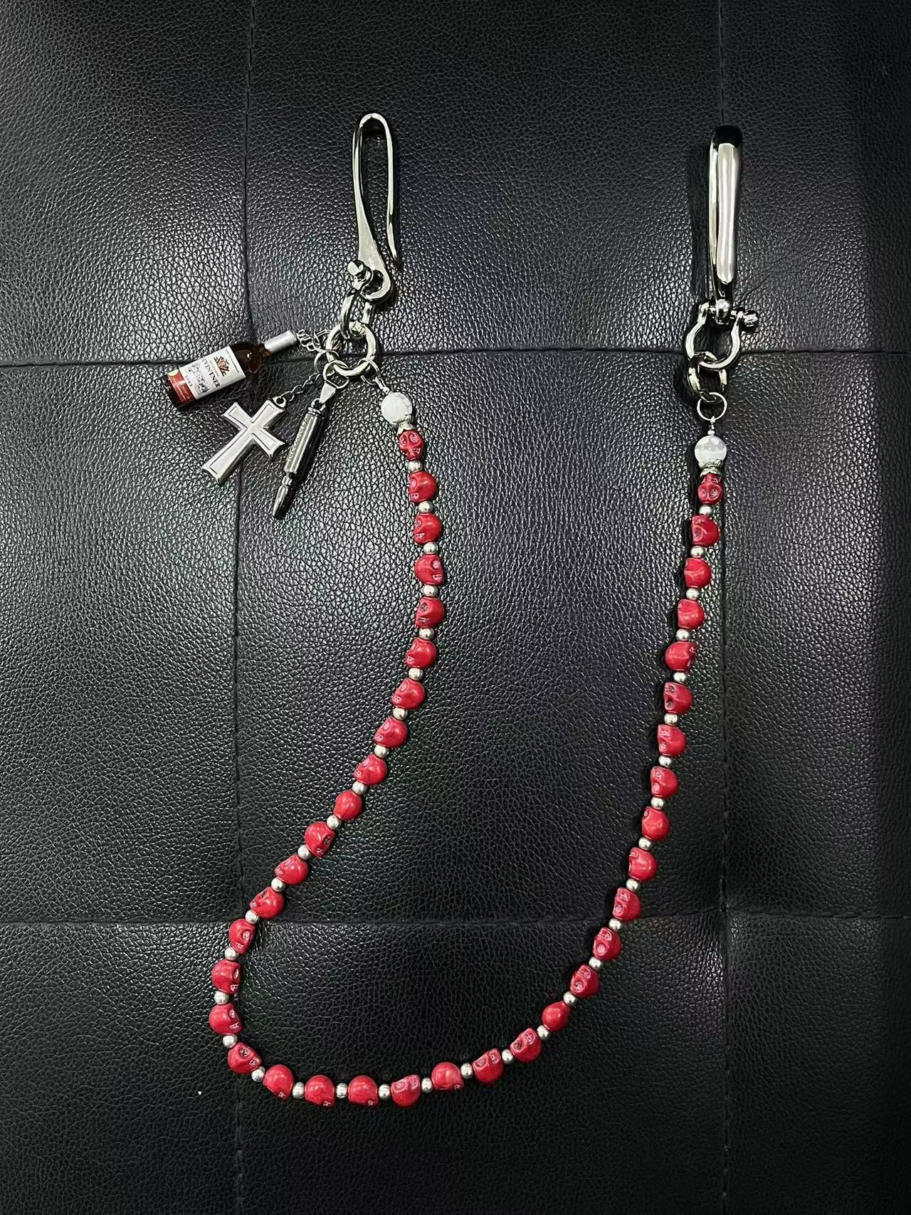 Japanese Brand × Vintage Ainworth Cross Chain – Red Skull Punk Waist Chain Size ONE SIZE - 4 Thumbnail