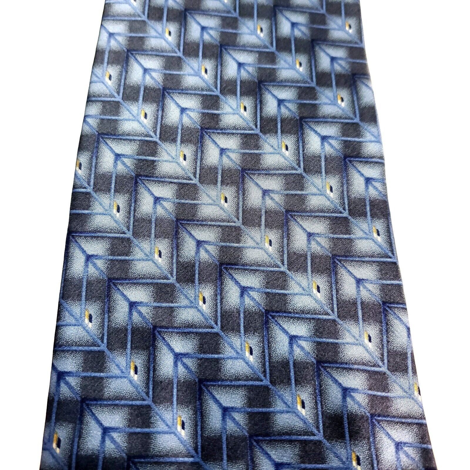 Bill Blass Bill Blass Silk Tie Print Blue Short Wide Geometric Size ONE SIZE - 2 Thumbnail