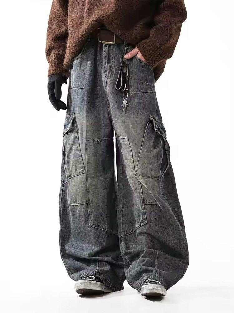 Japanese Brand × Jean Streetwear washed curved cargo denim Size US 30 / EU 46 - 4 Thumbnail