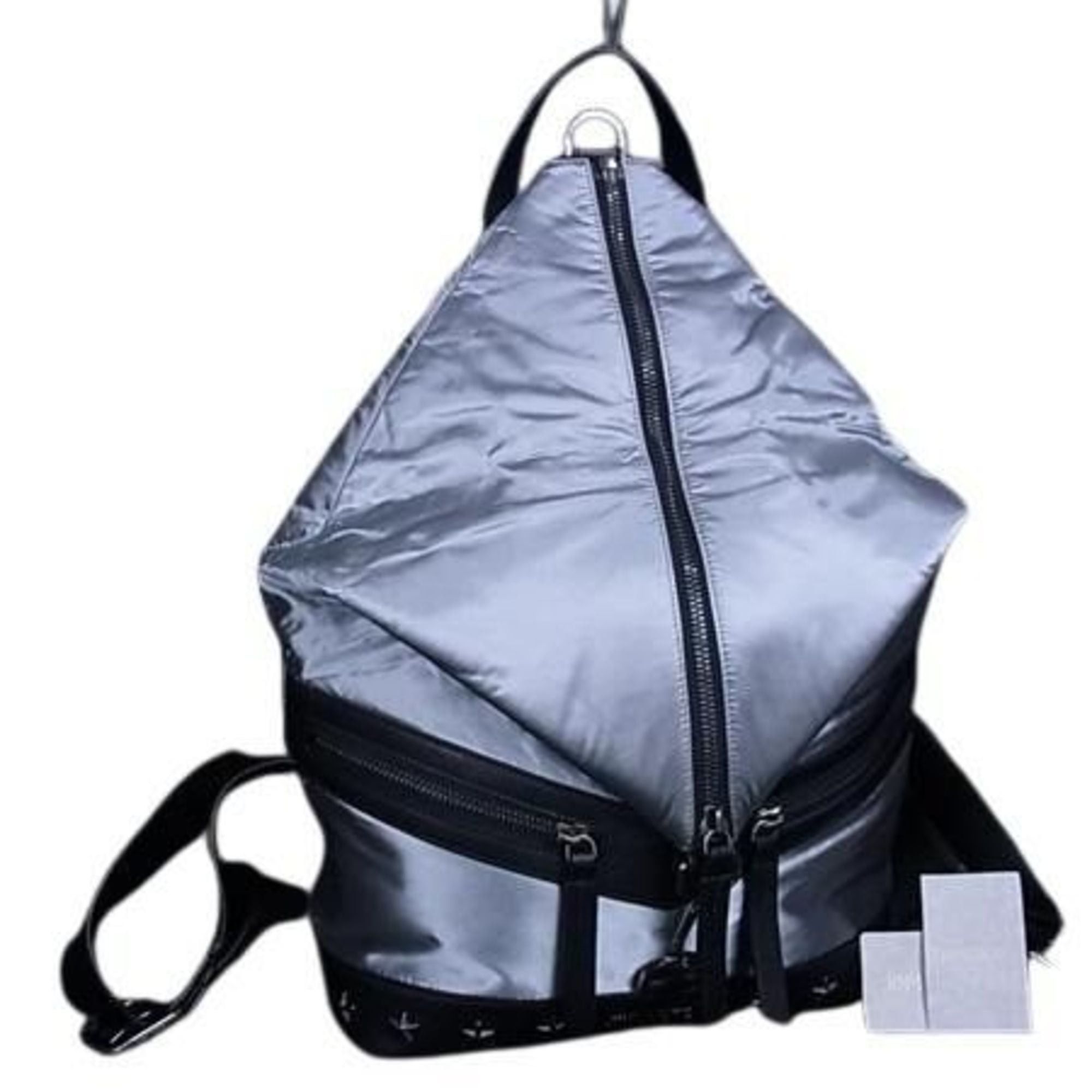 Jimmy Choo JIMMY CHOO Fitzroy Backpack in Silver and Black Nylon Leather with Star Studs for Men Women Size ONE SIZE - 1 Thumbnail