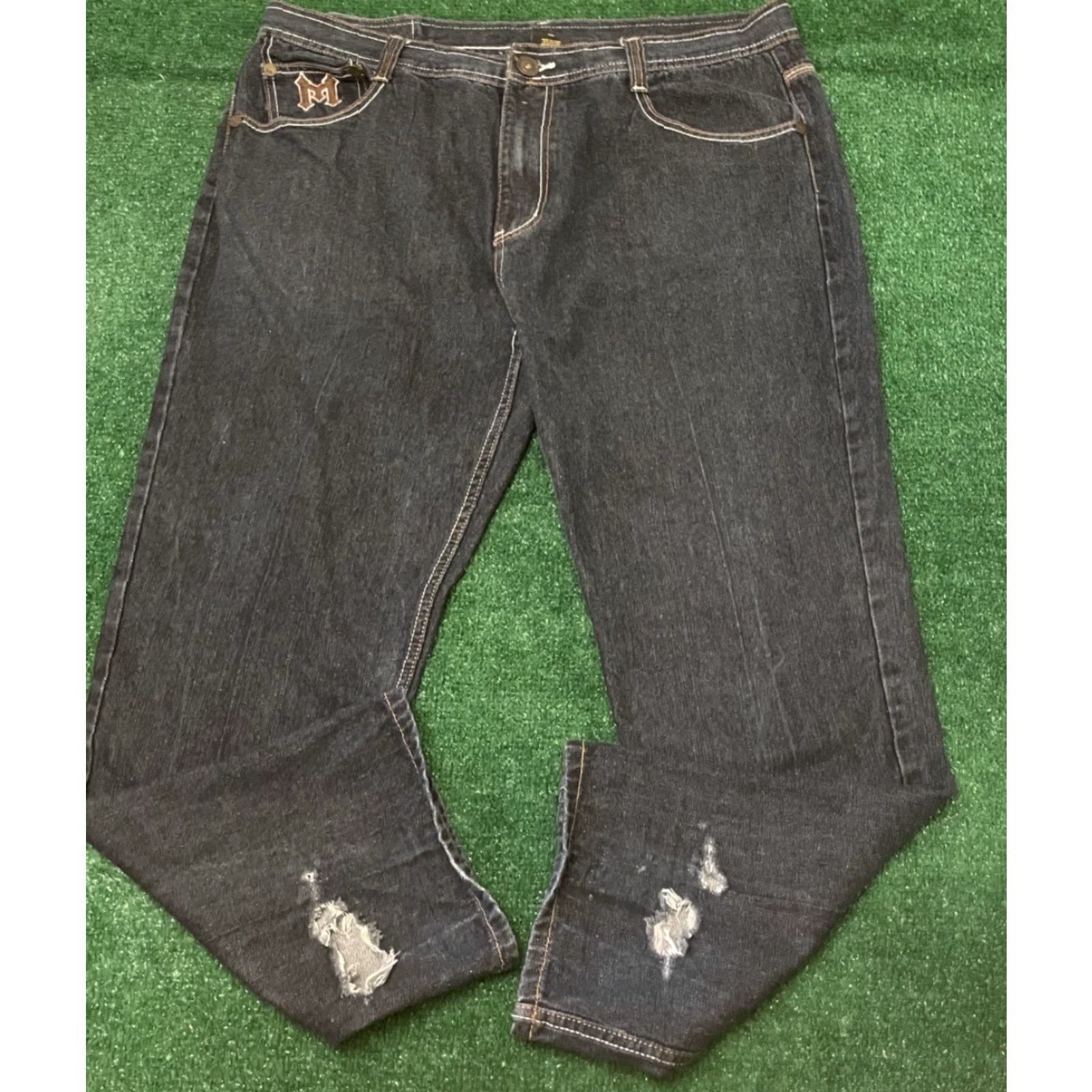 Vintage VINTAGE Makaveli Tupac Hip Hop Baggy Skater Grunge Jeans VTG Mens Size 42 42x31 Distressed Wide-Leg Dark Blue Size US 42 / EU 58 - 3 Thumbnail