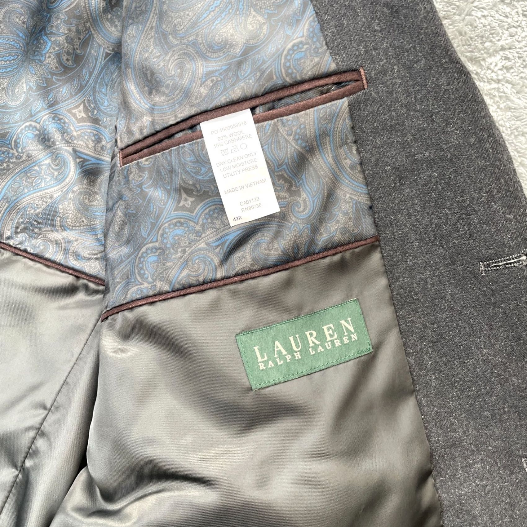 Ralph Lauren Lauren Ralph Lauren Mens 42R Gray Wool Sport Blazer Coat Single Vented Classic Size 42R - 5 Thumbnail