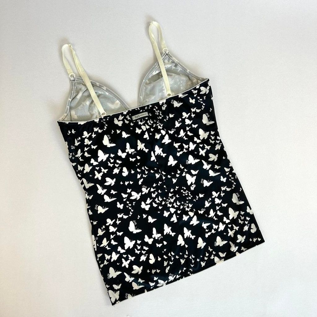 Dolce & Gabbana y2k D&G black and white butterfly print cami tank top Size M / US 6-8 / IT 42-44 - 4 Thumbnail