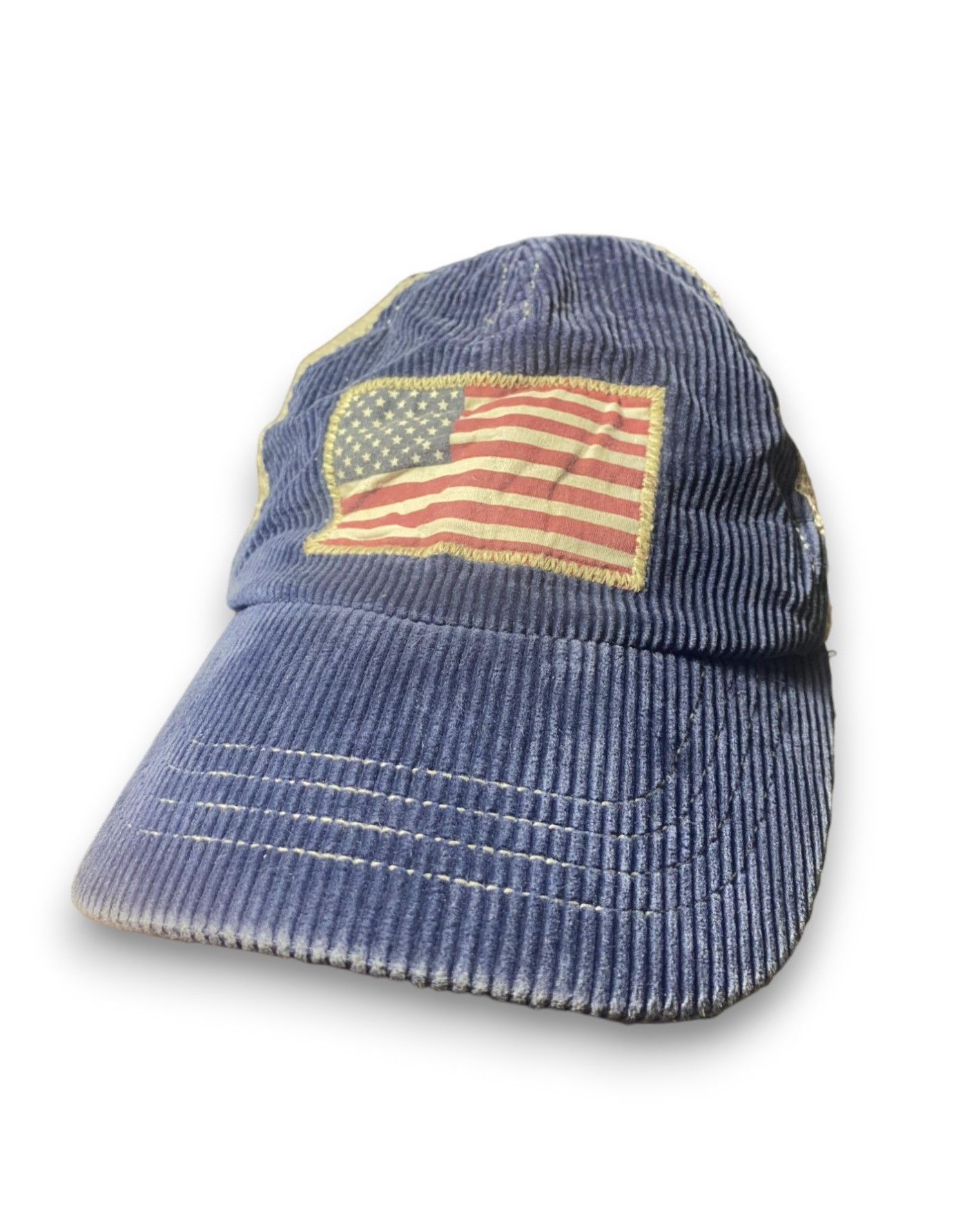 Polo Ralph Lauren Cap Corduroy USA Flag Trucker Hat Vintage