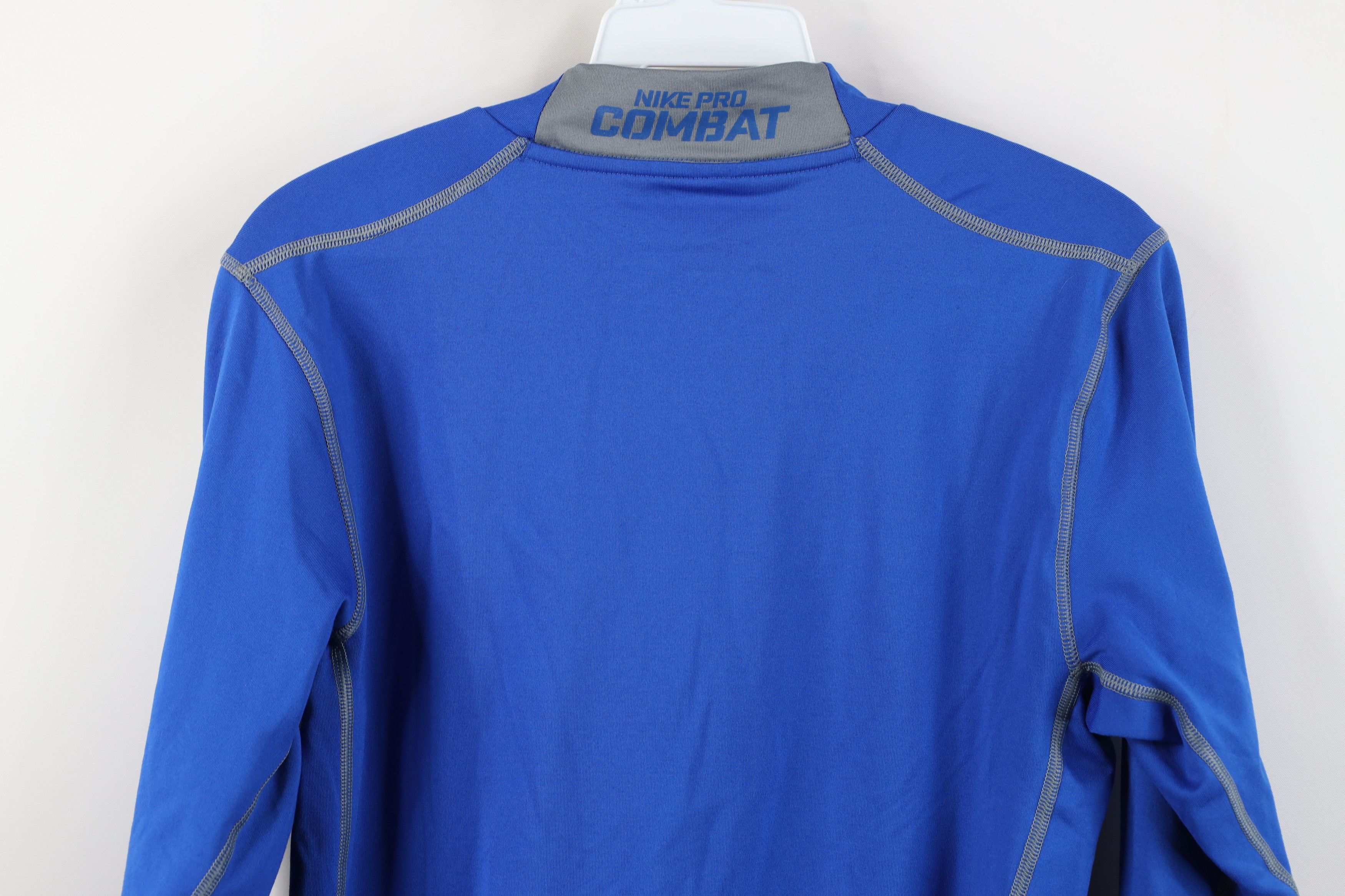 Nike Nike Pro Combat Hyperwarm Fitted Mock Neck T-Shirt Blue Size US S / EU 44-46 / 1 - 14 Thumbnail