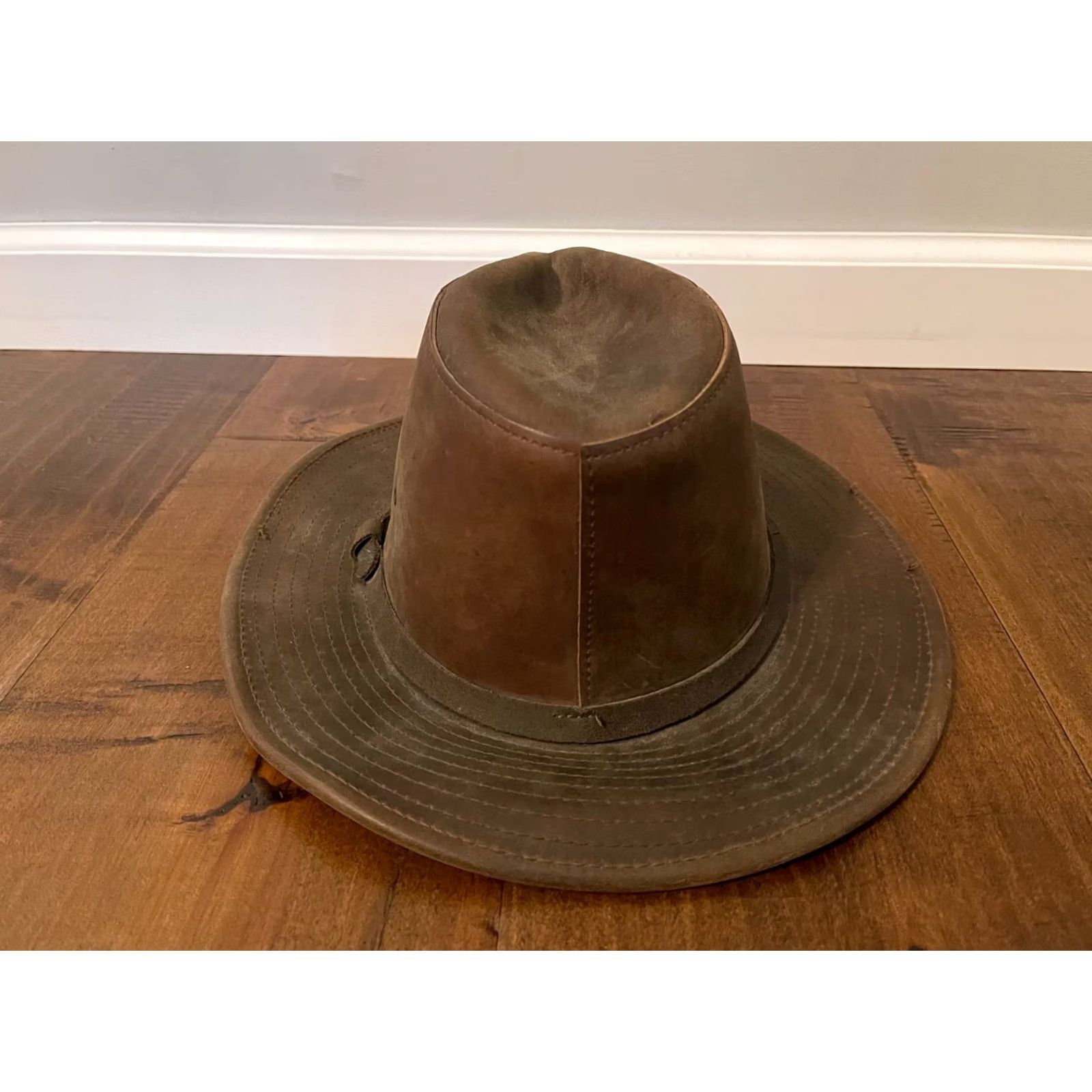 Vintage VINTAGE Henschel Hat Cowboy Leather Outback Hat Adult S Brown USA Size ONE SIZE - 4 Thumbnail