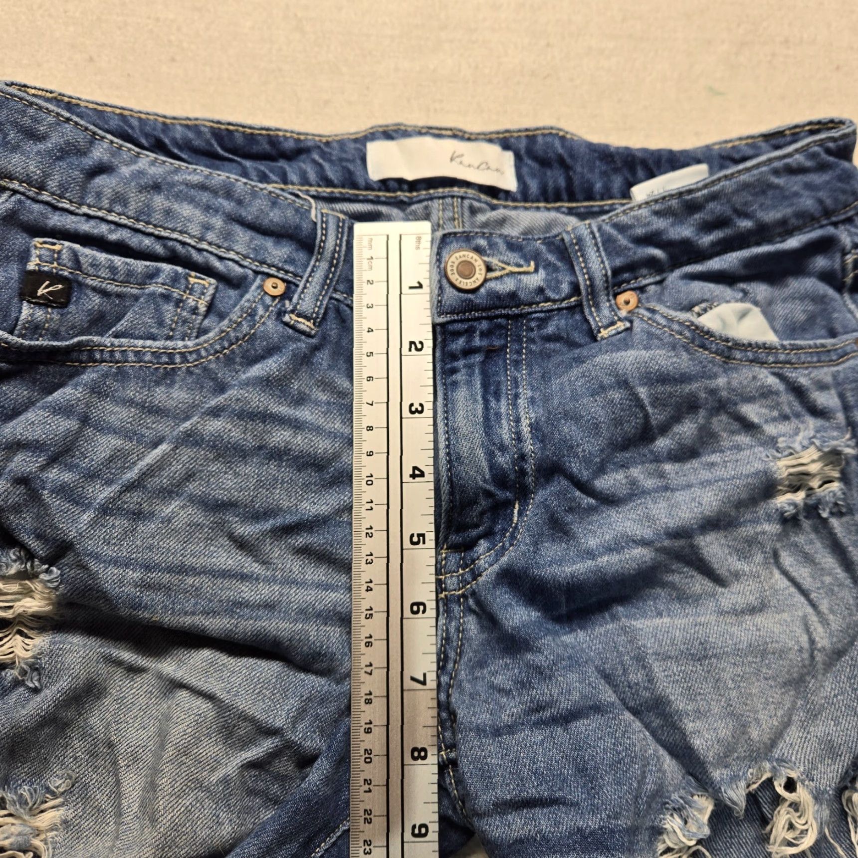 Vintage KanCan Destroyed Dark Wash Stretch Skinny Jeans Denim Pants Women Adult 24 Blue 5-Pocket Modern Slim 90s? Size 42" / US 20 - 6 Thumbnail