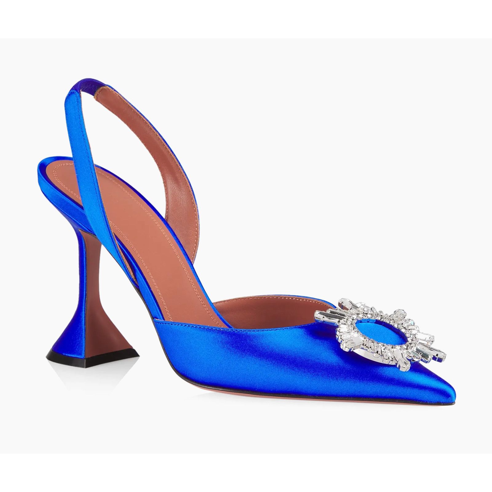 Amina Muaddi Amina Muaddi 95 Begum Sling Blue Satin Crystal Slingback Size US 9 / IT 39 - 3 Thumbnail