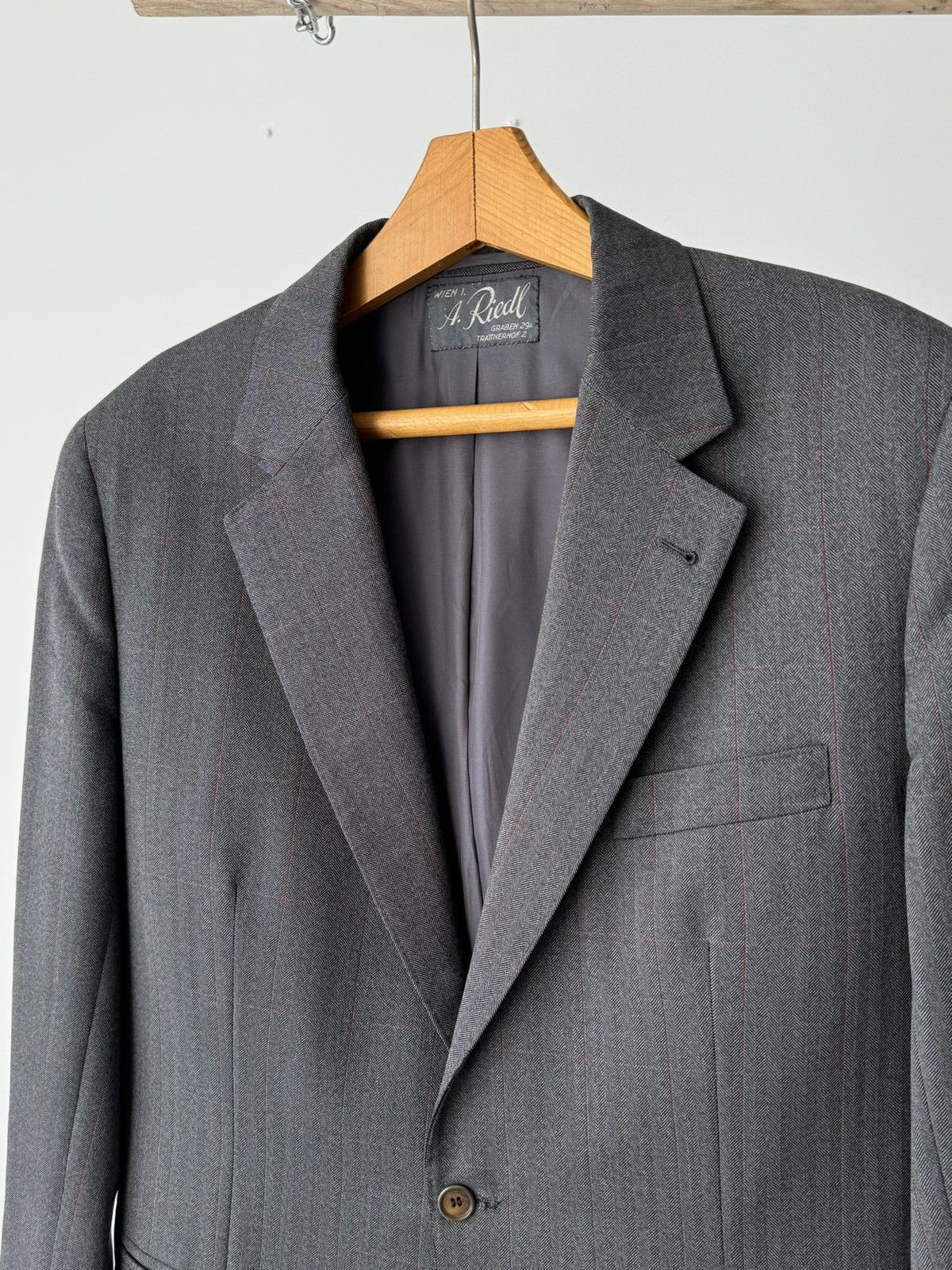 Vintage 1960s Austrian Style Single Breasted HBT Two Button Suit Size 42R - 4 Thumbnail