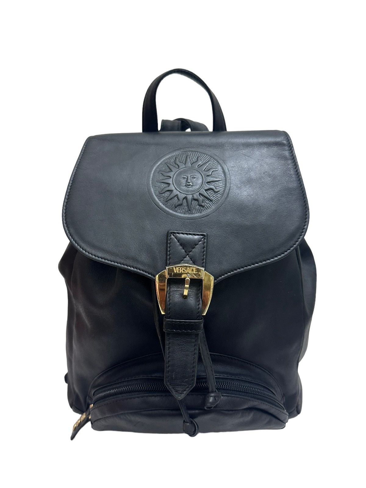 Genuine Leather × Versace Gianni Versace Medusa Logo Leather Backpack Size ONE SIZE - 2 Thumbnail