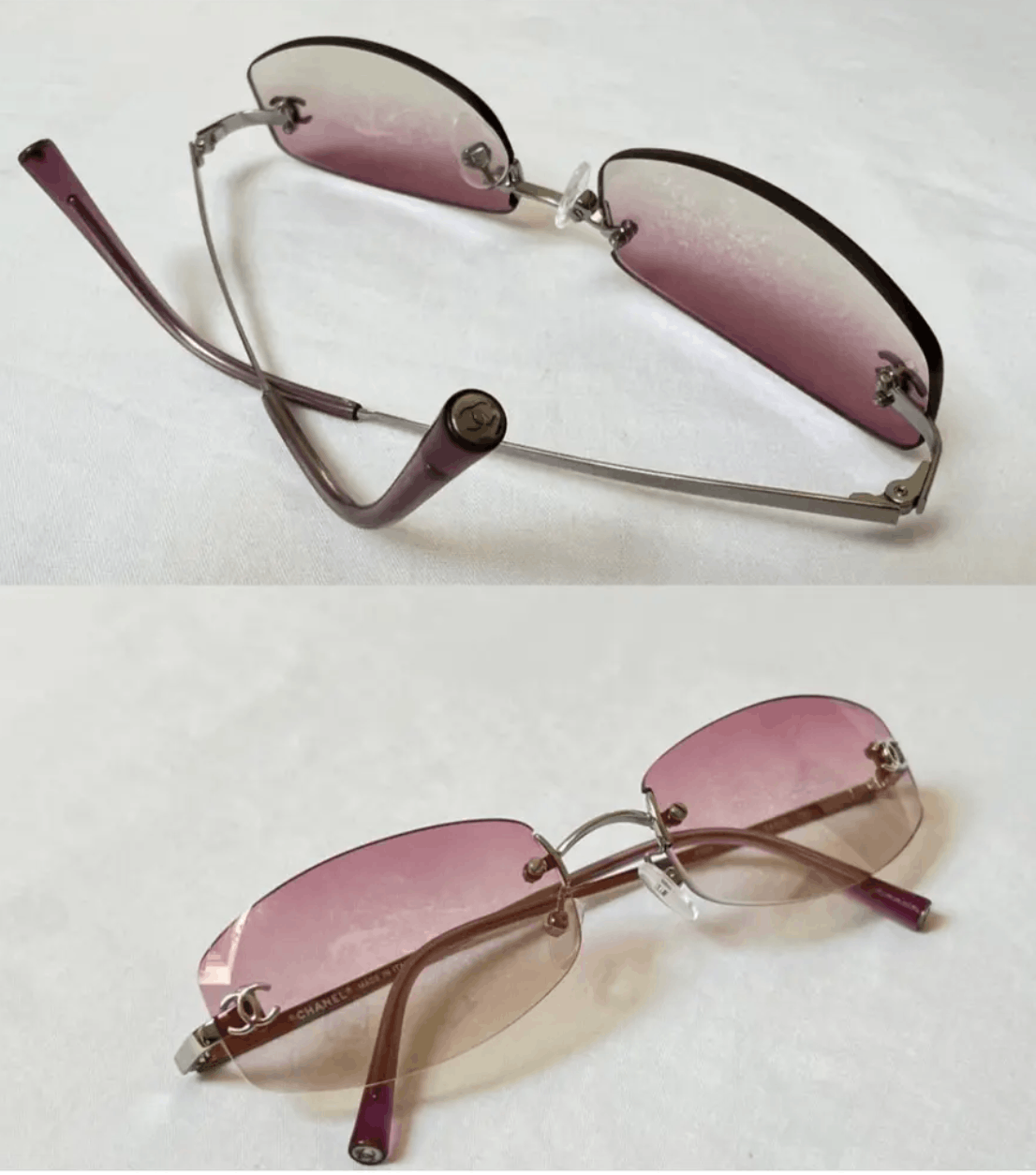 Chanel CHANEL Sunglasses 4002 Mask Rimless Rhinestone 4017 Vintage Size ONE SIZE - 3 Thumbnail