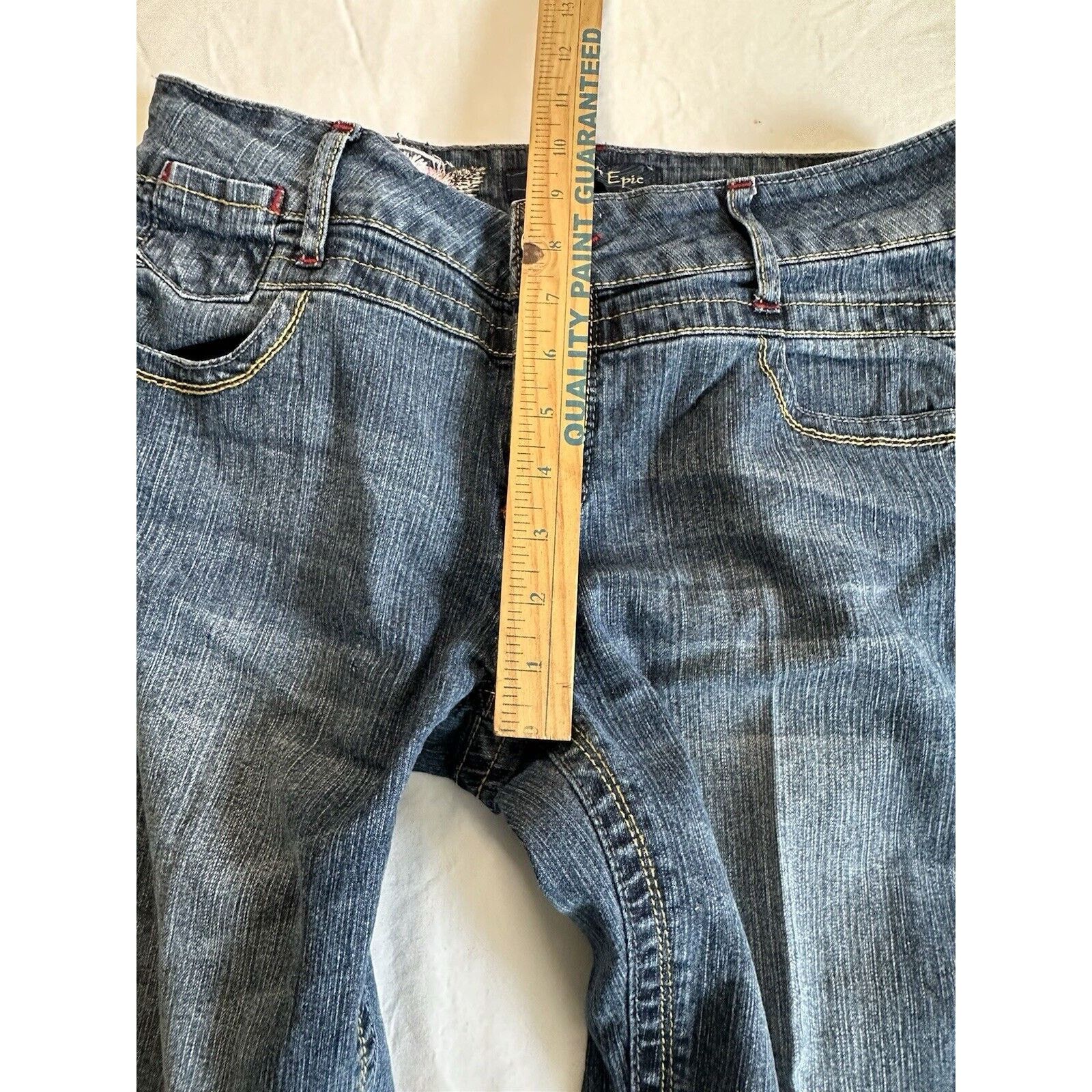 Other Blue Epic Embroidered Flower 6 Blue Capri Jeans Boho Retro Size 28" / US 6 / IT 42 - 9 Thumbnail