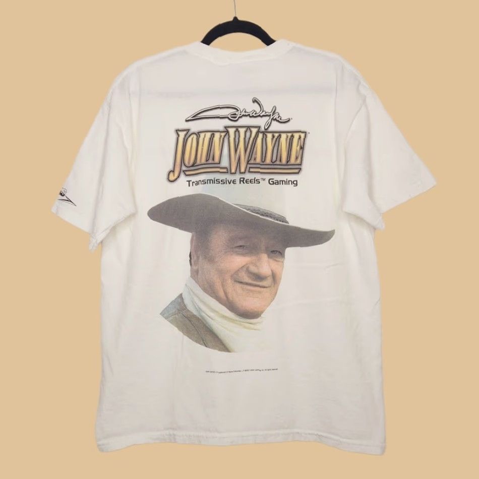 Gildan VINTAGE John Wayne Transmissive Reel Gaming Slots Double Sided Promo Shirt L Mens White Gildan Large Size US L / EU 52-54 / 3 - 2 Thumbnail