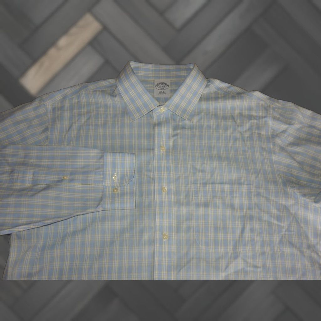 Brooks Brothers VINTAGE Brooks Brothers Dress Shirt Men Size 17 Slim Fit Long Sleeve Plaid Blue Cotton Size 46R - 1 Thumbnail
