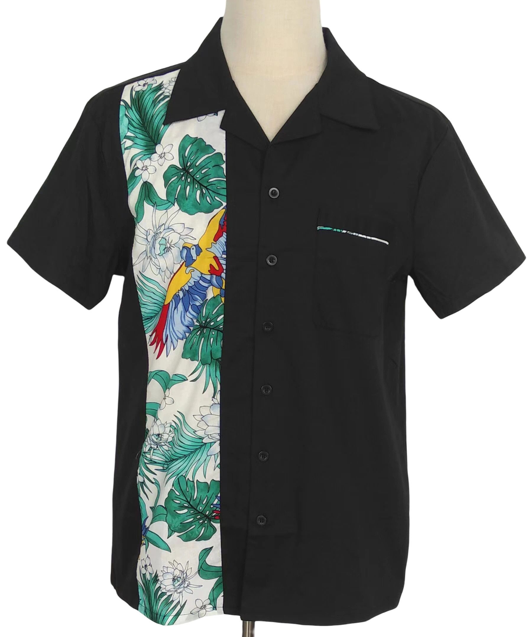 Other Pocket Black Men Shirts Contrast Birds Pattern Size US XXL / EU 58 / 5 - 1 Thumbnail