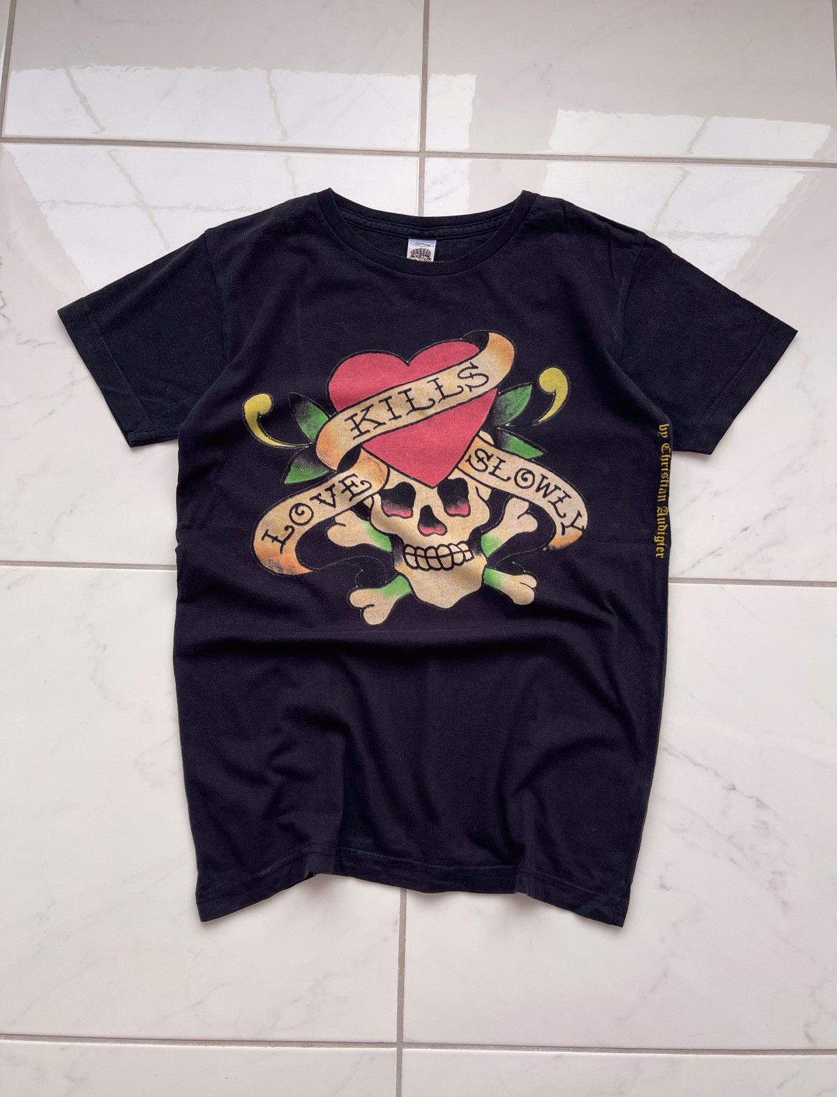 Ed Hardy × Vintage Vintage Y2k Ed Hardy Love Kills Slowly Tee Skull Size US S / EU 44-46 / 1 - 1 Thumbnail
