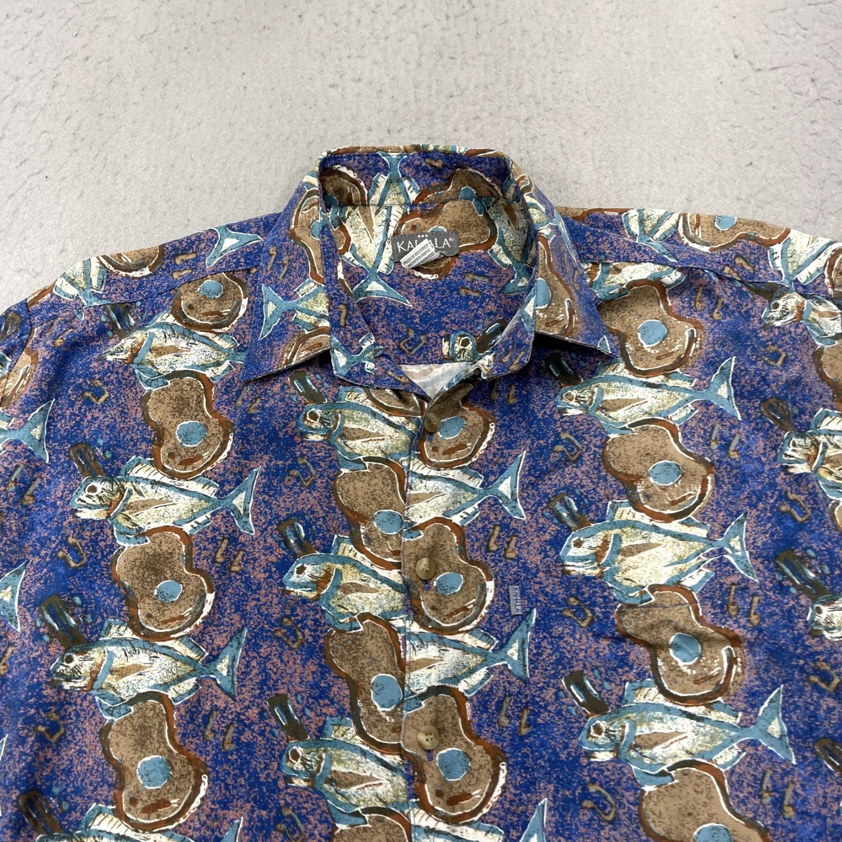 Vintage VINTAGE Kahala Shirt Mens M Blue Geometric Hawaiian Button-Up 80s Sympathy 80s? Size US M / EU 48-50 / 2 - 2 Thumbnail