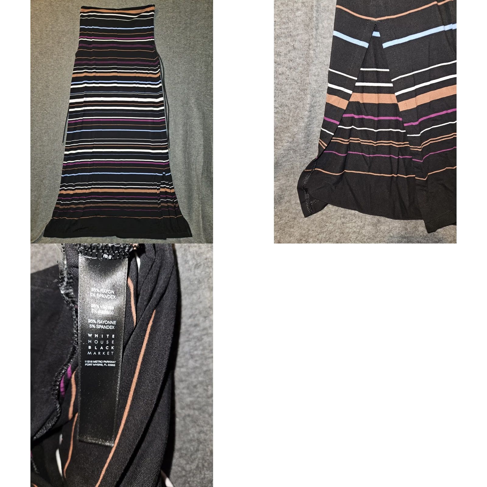 White House Black Market VINTAGE White House Black Market Maxi Strapless Dress Medium Black Striped Self Tie Size M / US 6-8 / IT 42-44 - 8 Thumbnail