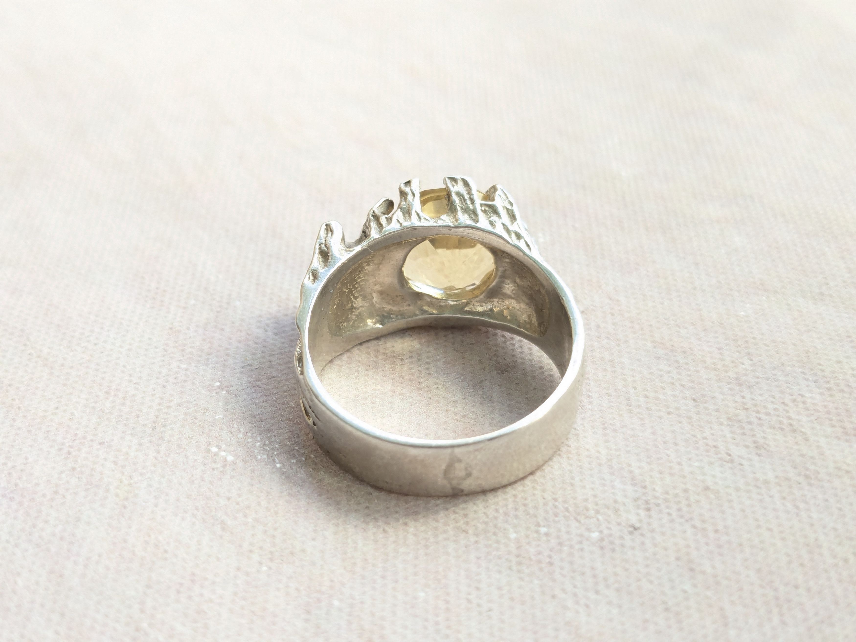 Sterling Silver × Vintage Vintage Sterling Silver Ring Yellow Citrine 7 Brutalist Size ONE SIZE - 5 Thumbnail